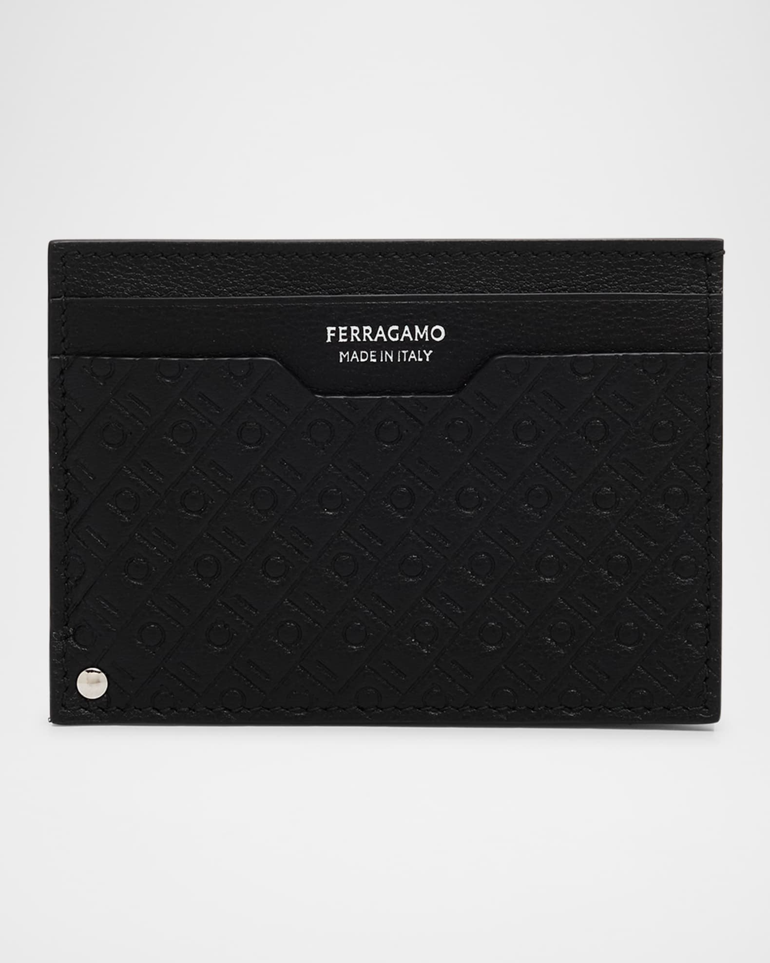 Men's Mini Embossed Leather Card Case with ID Window 0