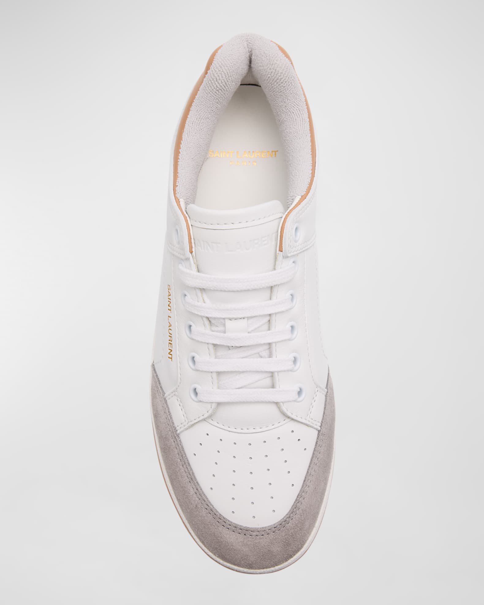 Saint Laurent Mixed Leather Low-Top Sneakers | Neiman Marcus