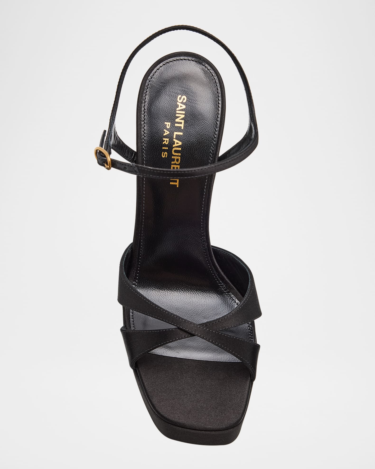 Saint Laurent Debbie Satin Crisscross Platform Sandals