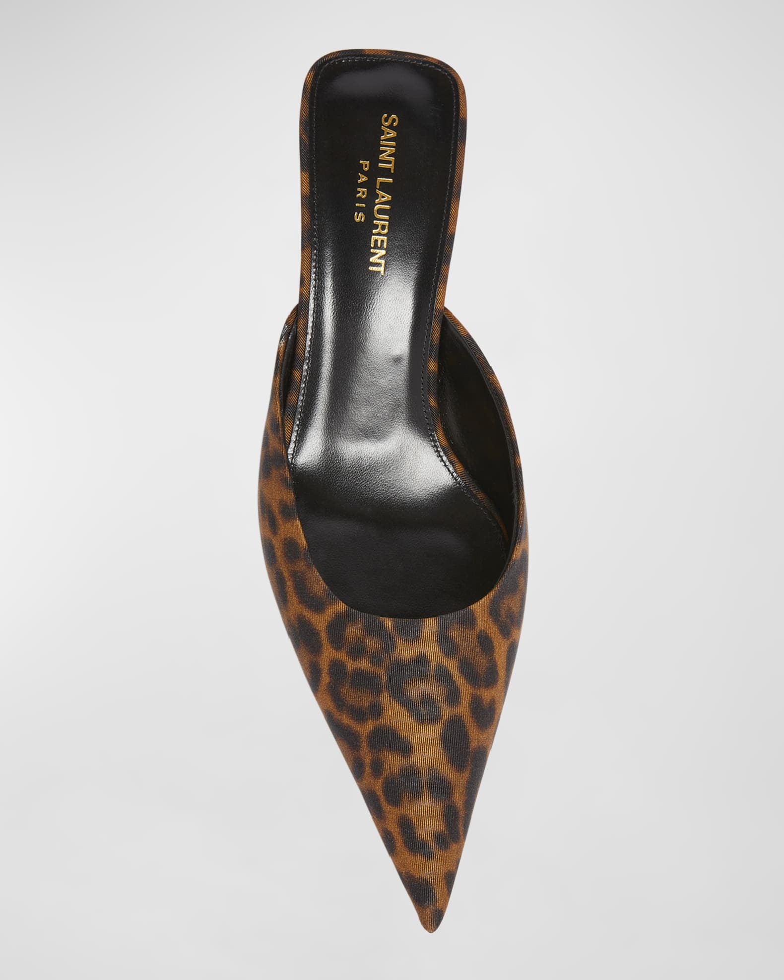 【送料込】Saint Laurent_leopard-print leather-trimmed mules Saint Laurent Barbara Leopard Mule Pumps | Neiman Marcus