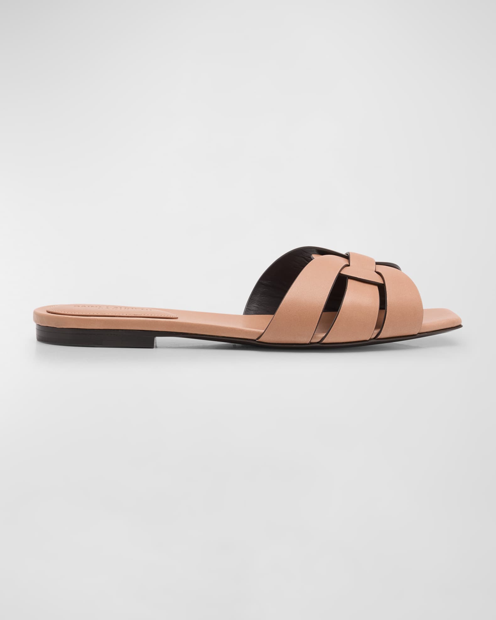 Saint Laurent Tribute Woven Flat Slide Sandals Neiman Marcus