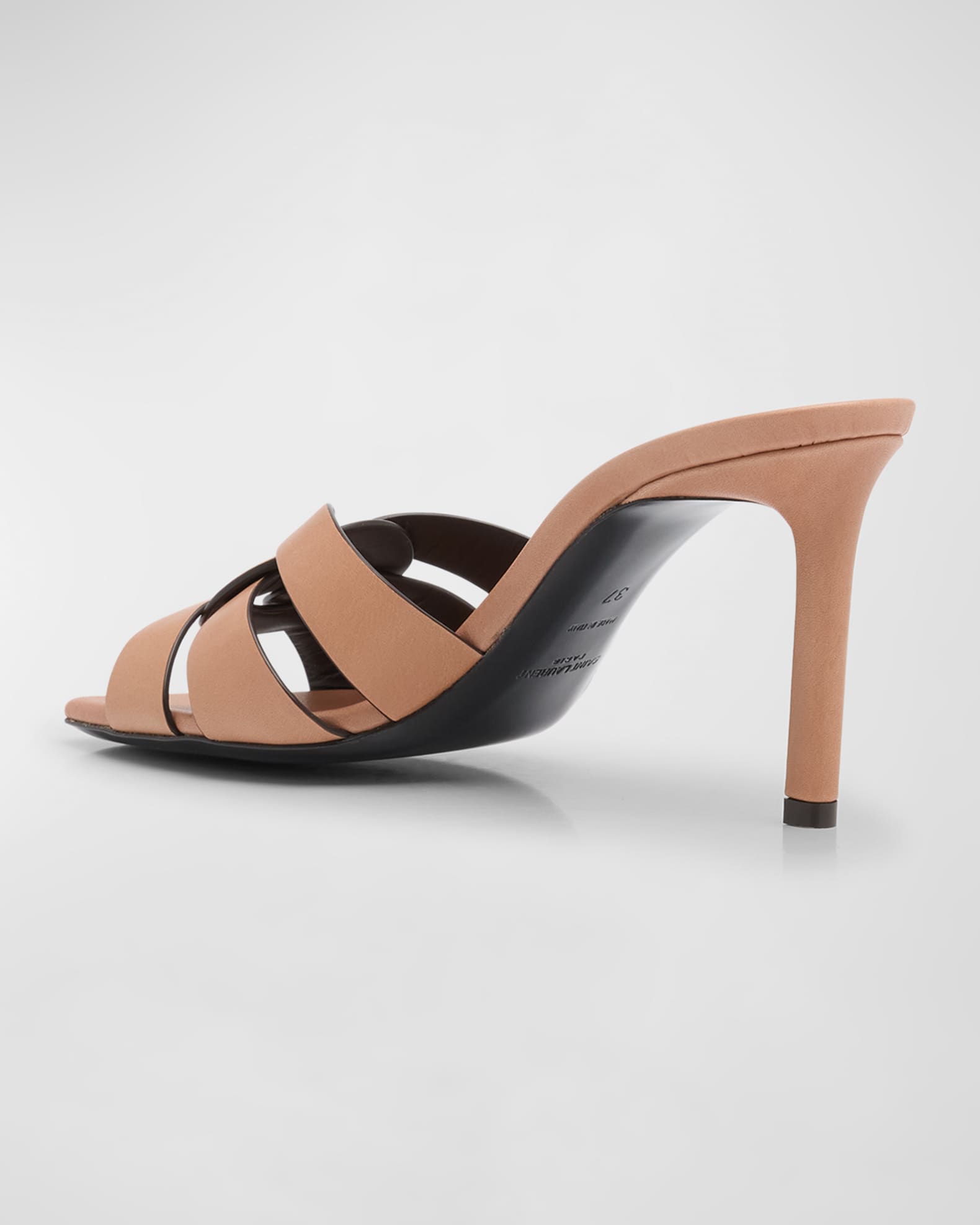 Saint Laurent Tribute Woven Leather Mule Sandals | Neiman Marcus