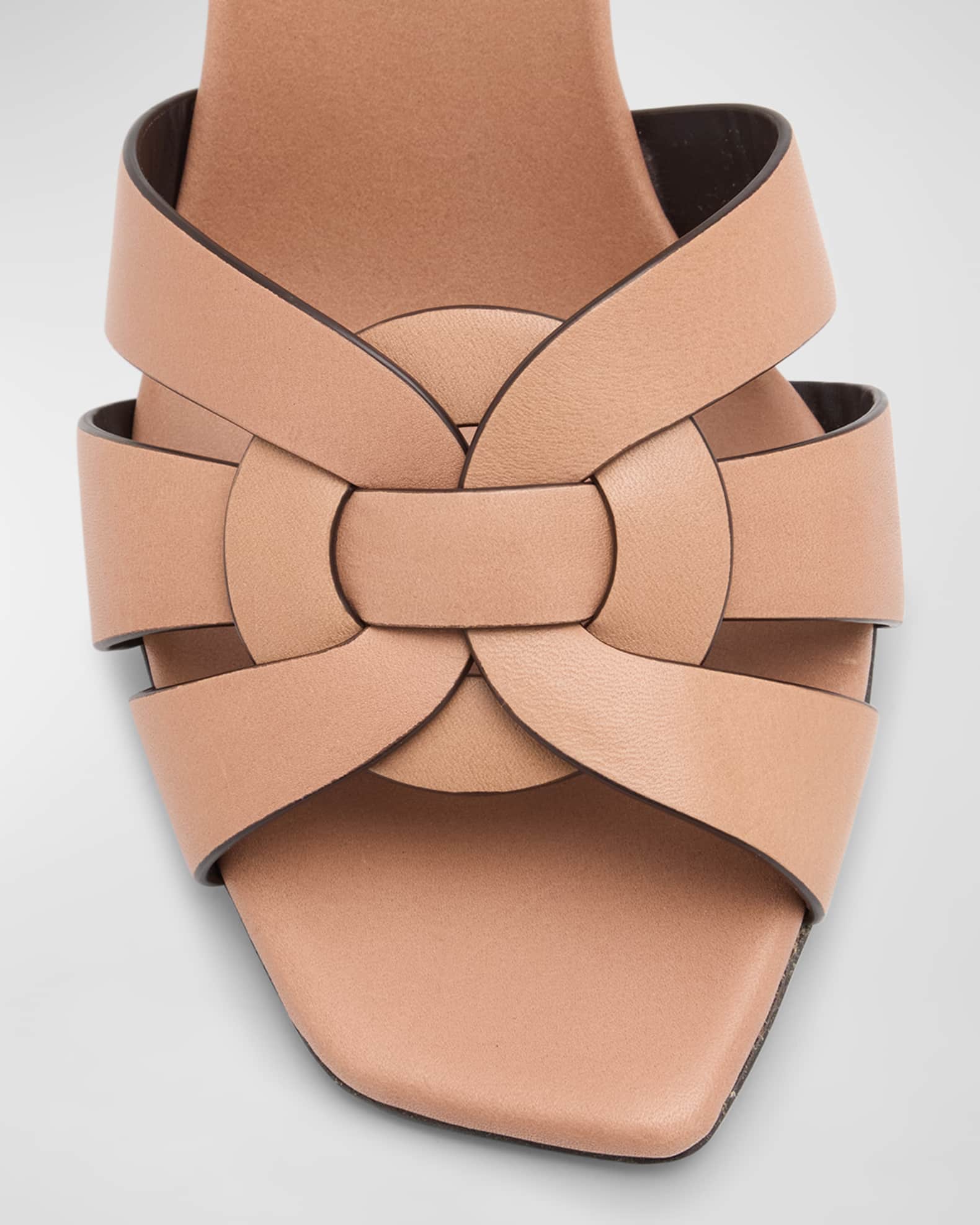 Saint Laurent Tribute Woven Leather Mule Sandals | Neiman Marcus