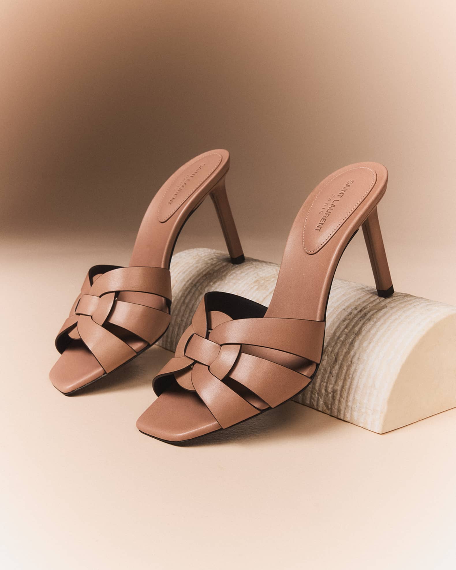 【SAINT LAURENT】tribute woven レザー mules Saint Laurent Tribute Woven Leather Mule Sandals | Neiman Marcus