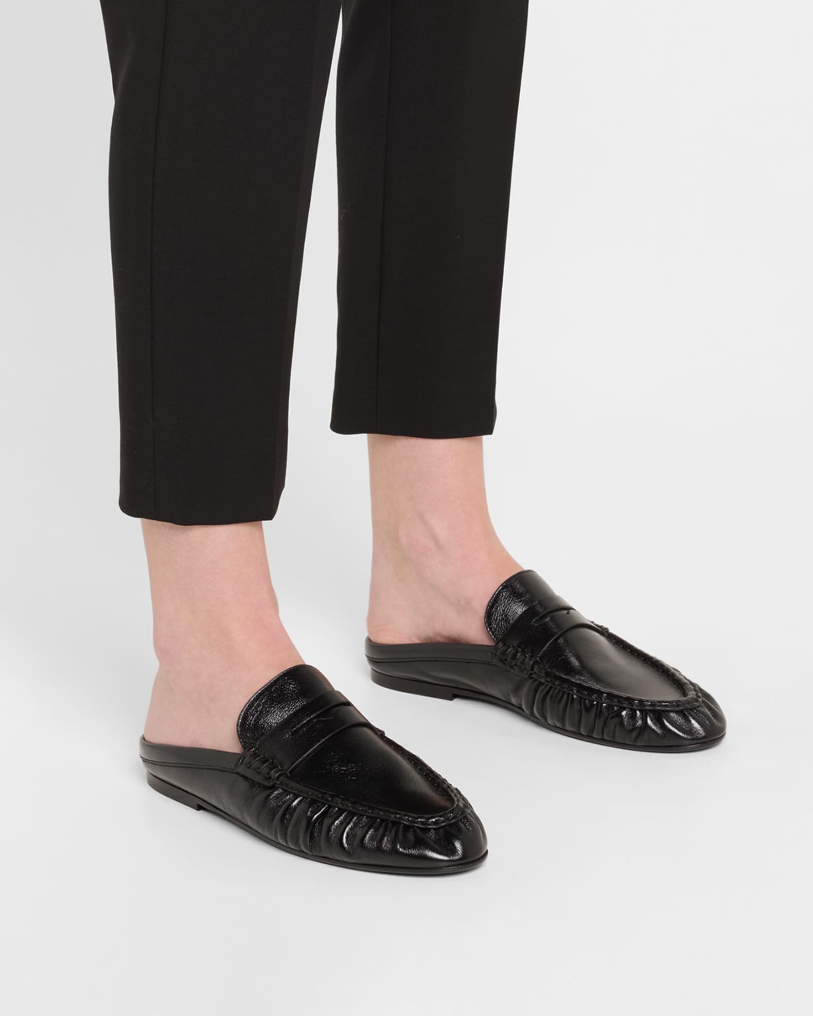 Leather loafer mules store