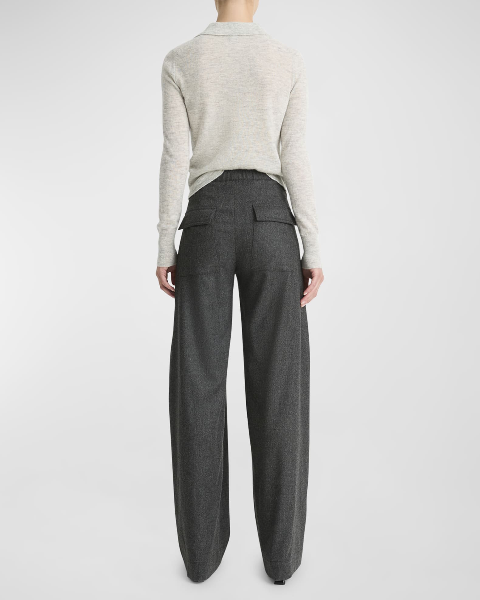 Vince Wide-Leg Brushed Flannel Utility Pants | Neiman Marcus