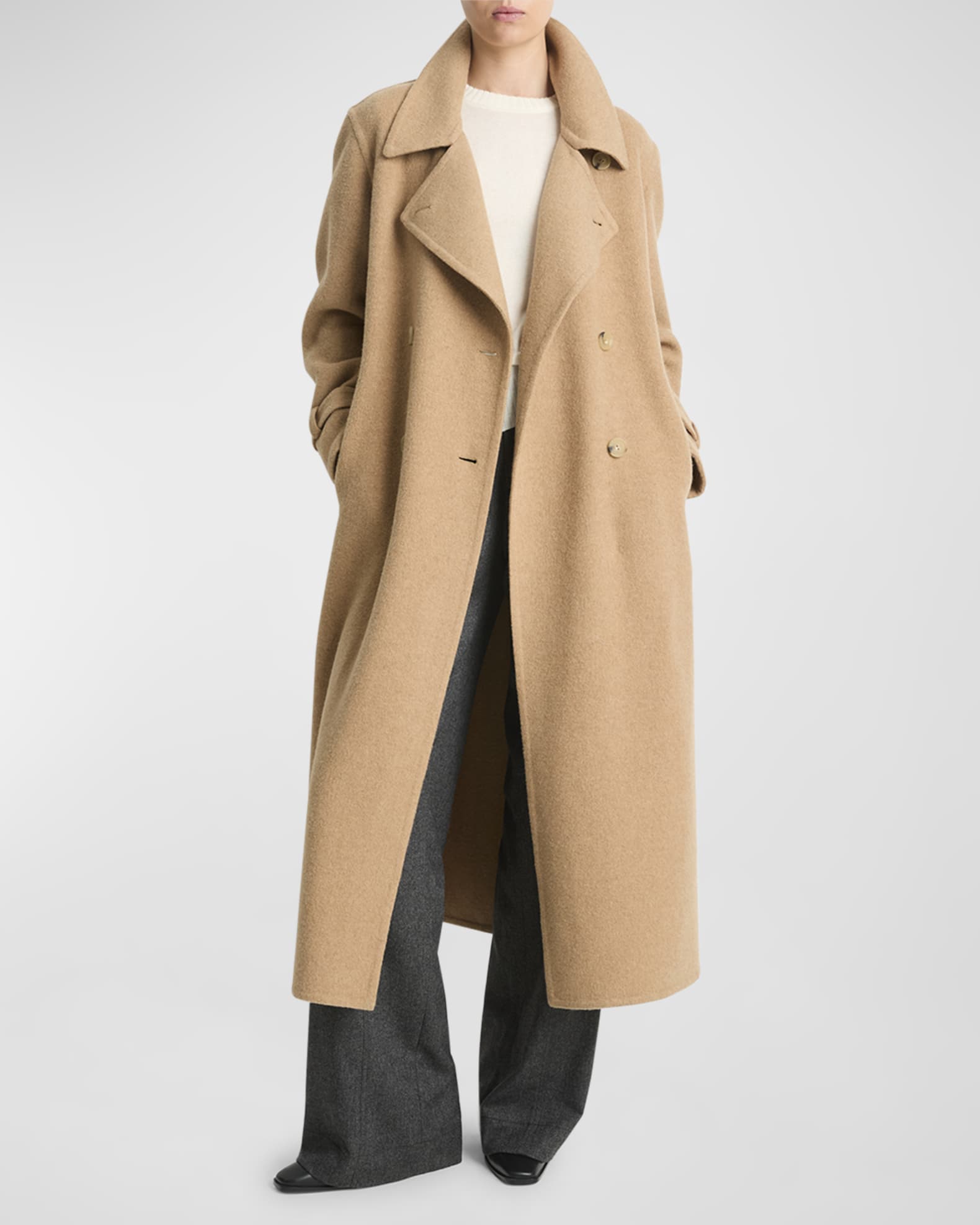 Vince Belted Long Wool Blend Coat Neiman Marcus