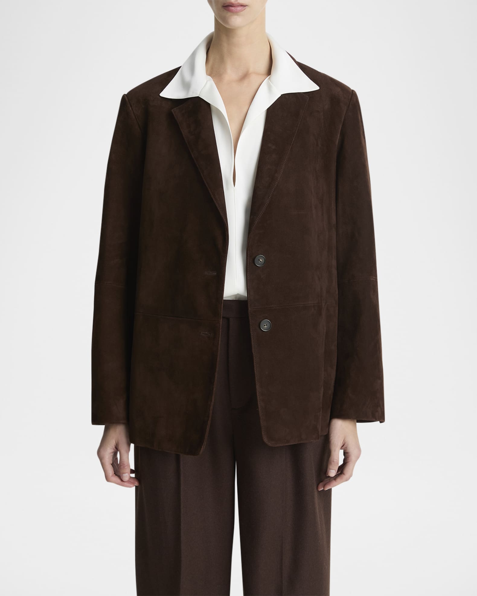 新品　leathery Divide Single Suede Blazer Vince Single-Breasted Suede Blazer | Neiman Marcus