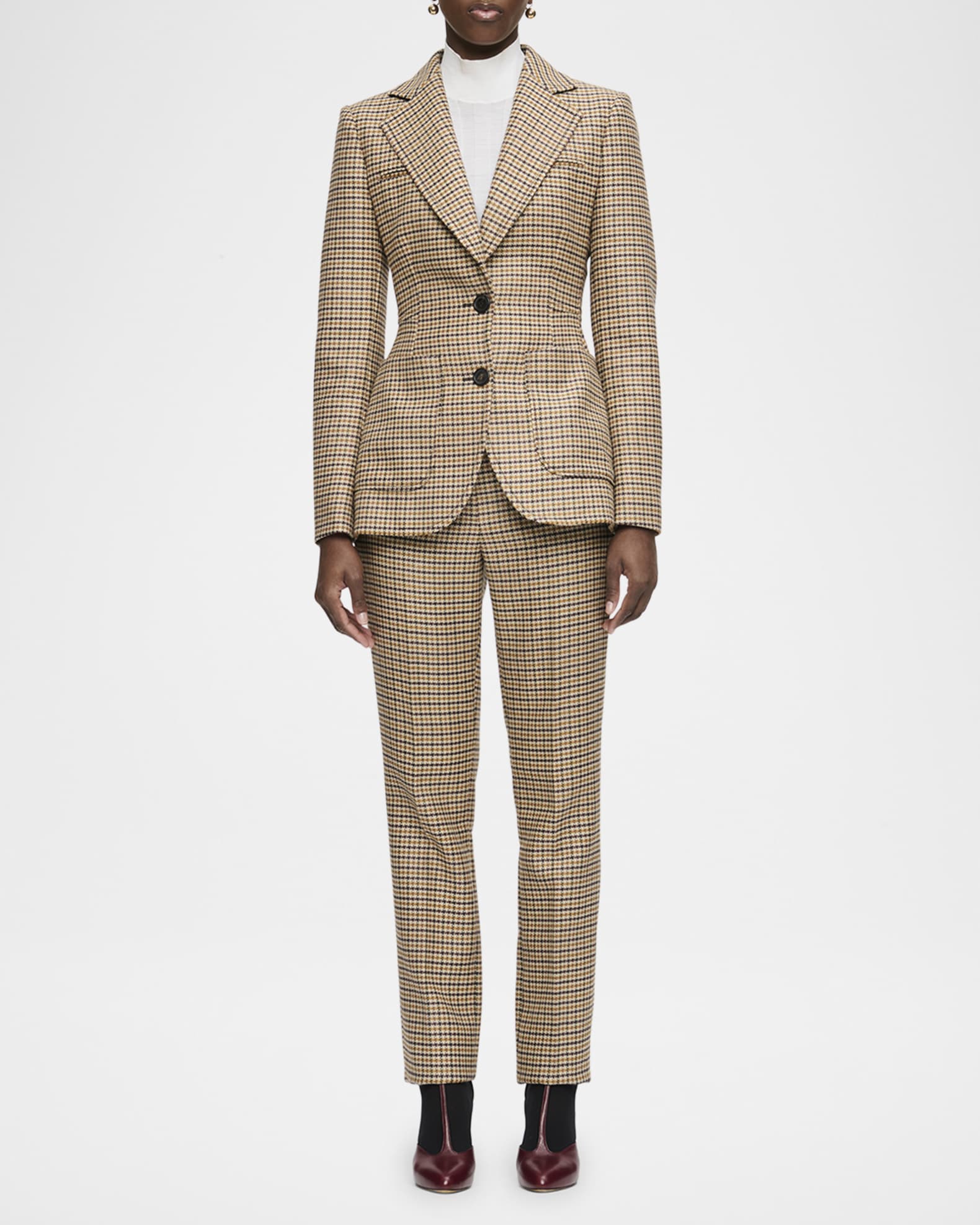 Marlene Tailored Plaid Virgin Wool Jacket 1