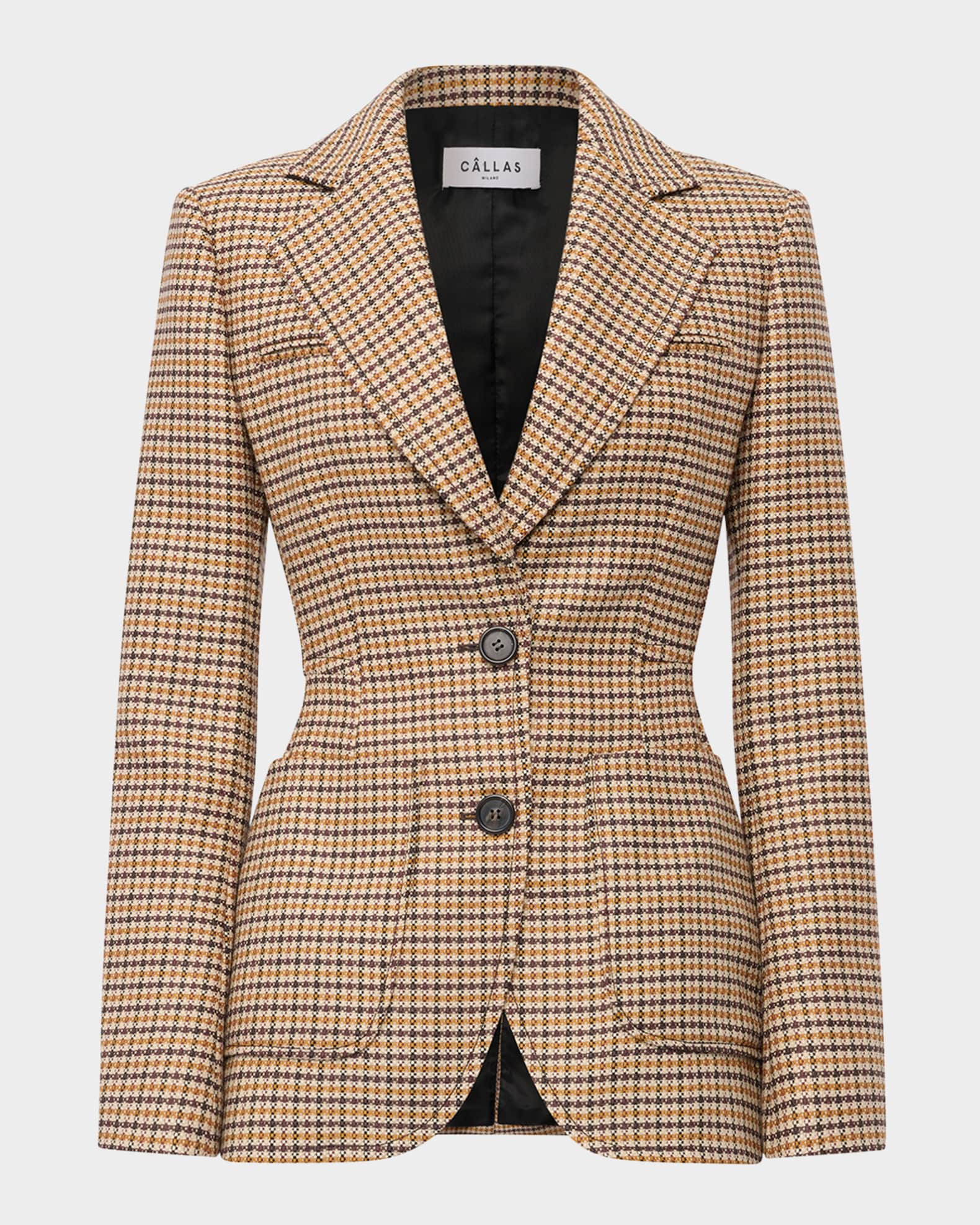 Marlene Tailored Plaid Virgin Wool Jacket 0