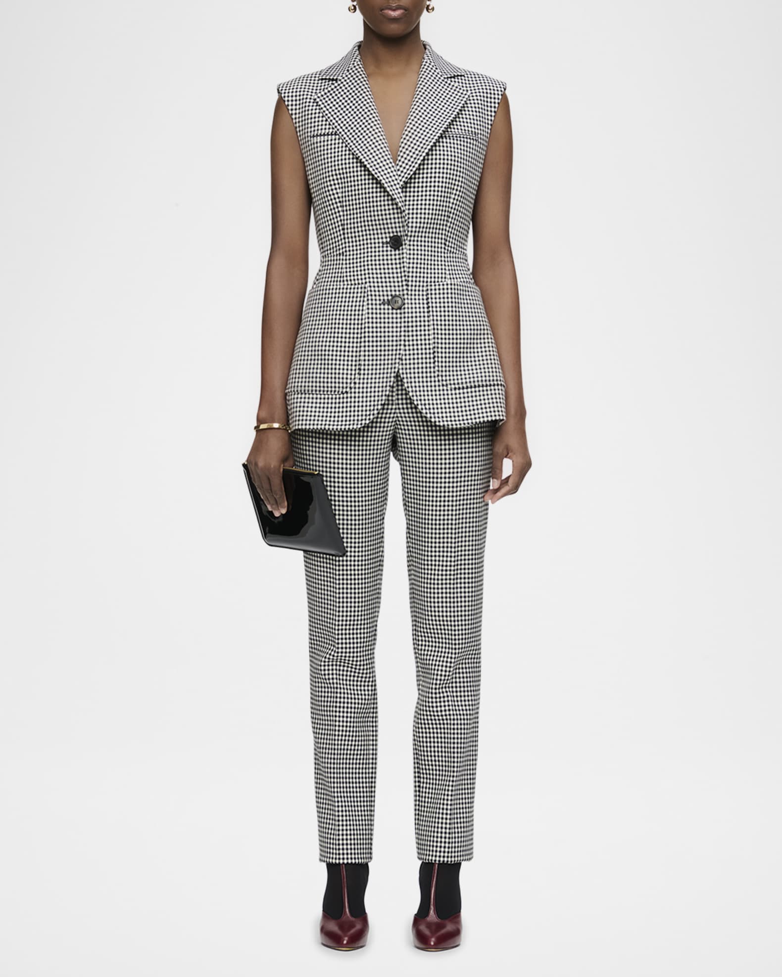 Thandie Check-Print Virgin Wool Vest 1