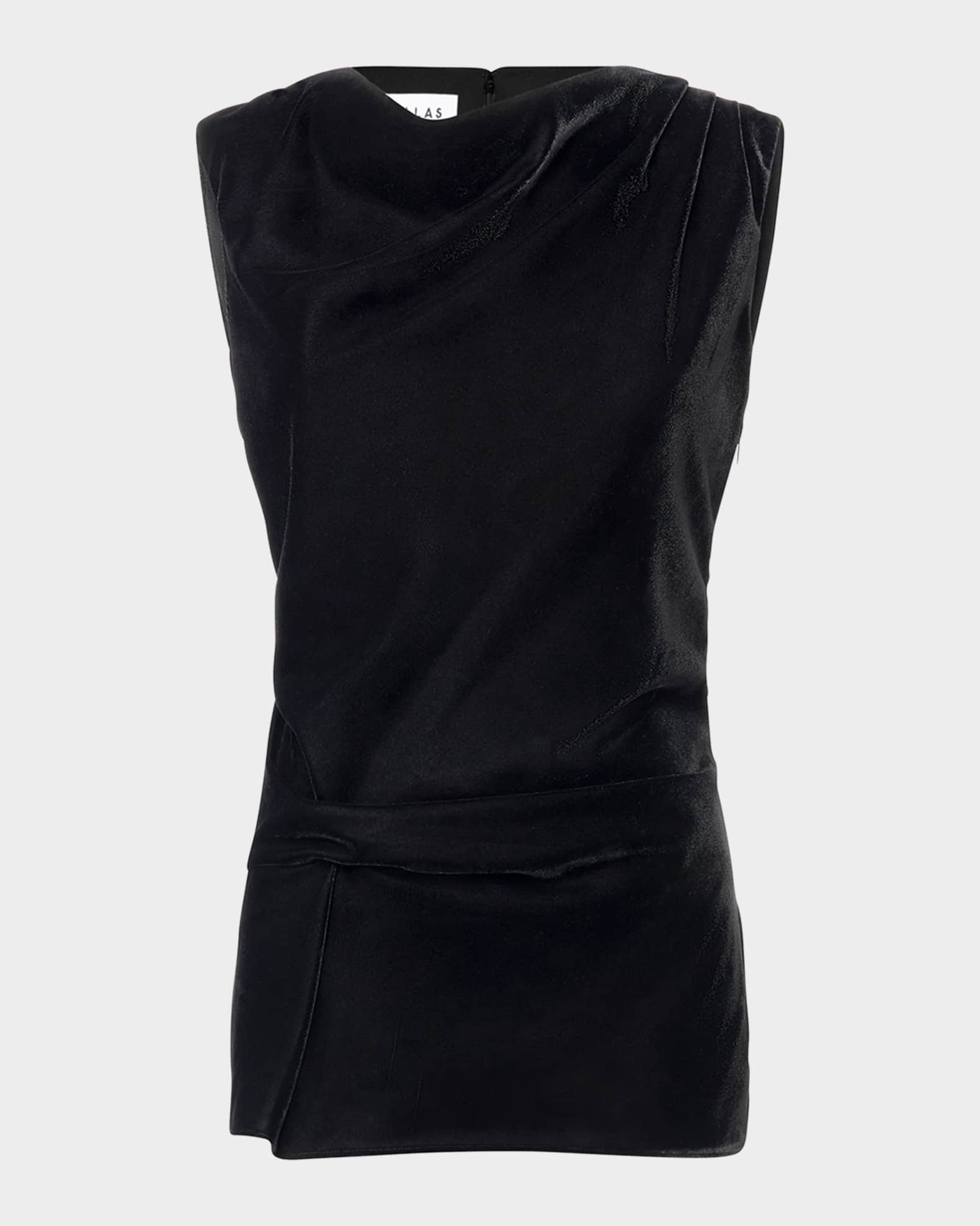 Ilena Sleeveless Cowl-Neck Velvet Blouse 0
