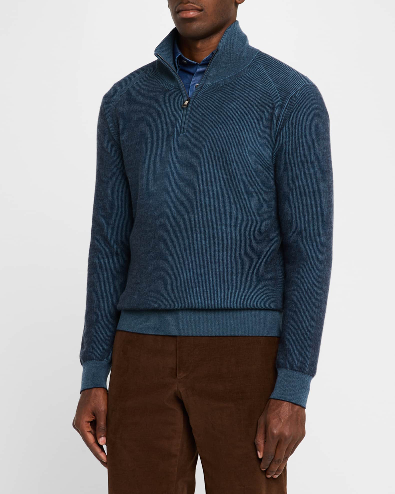 Brioni Men's Cashmere Quarter-Zip Sweater | Neiman Marcus