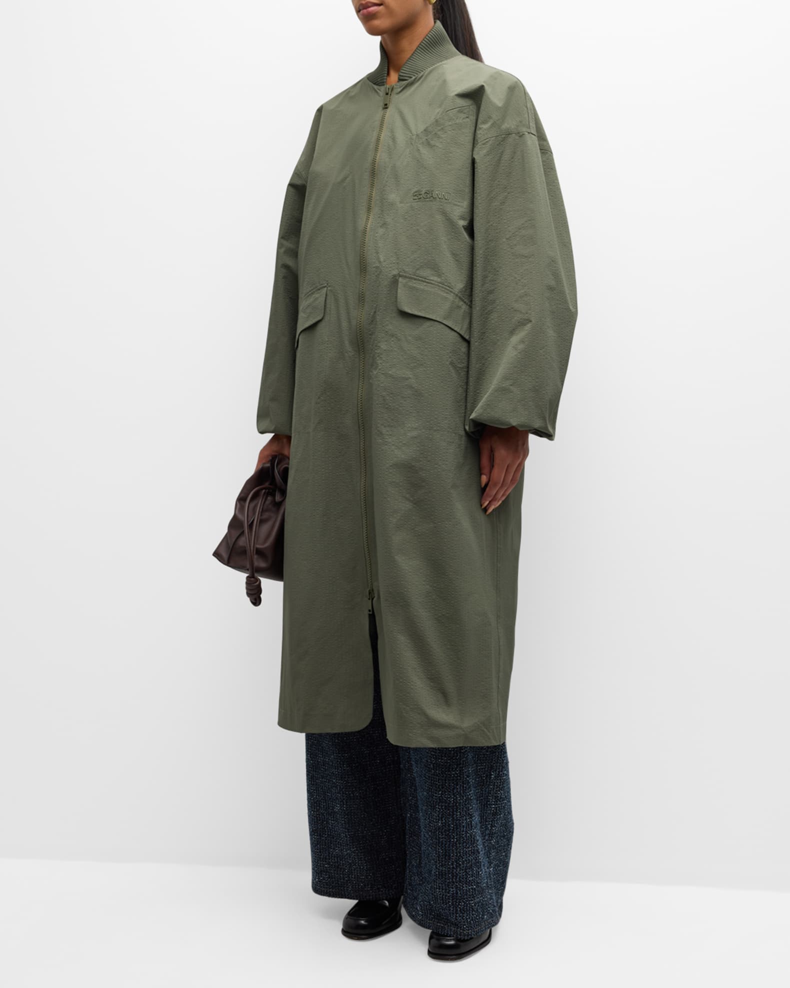 Seersucker Oversized Shell Coat 1