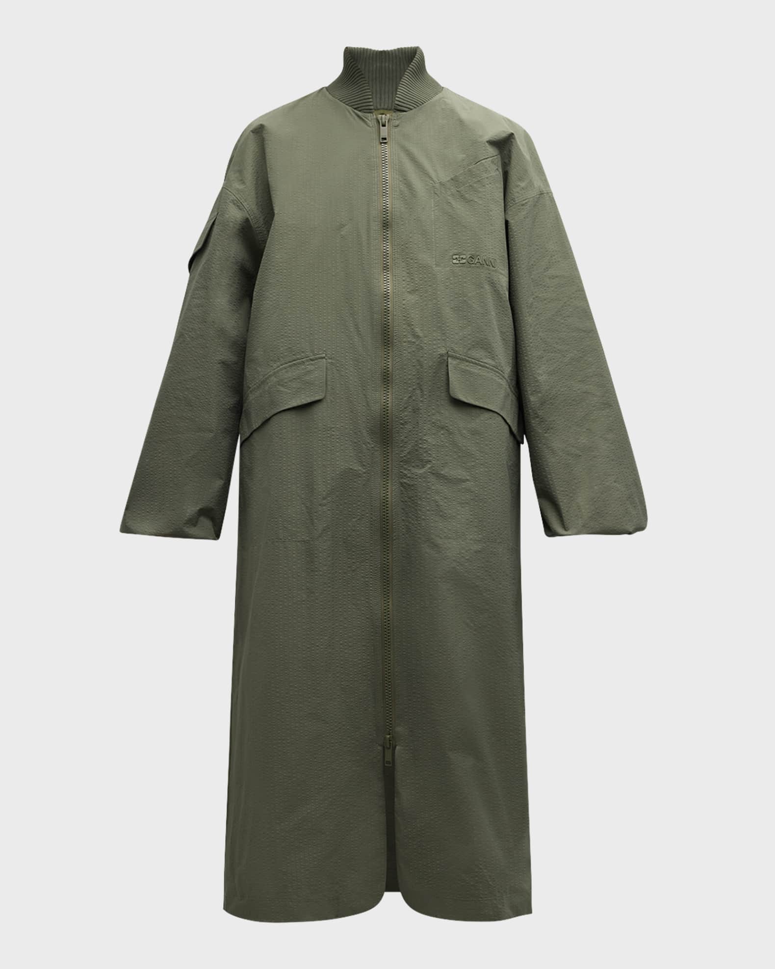 Seersucker Oversized Shell Coat 0