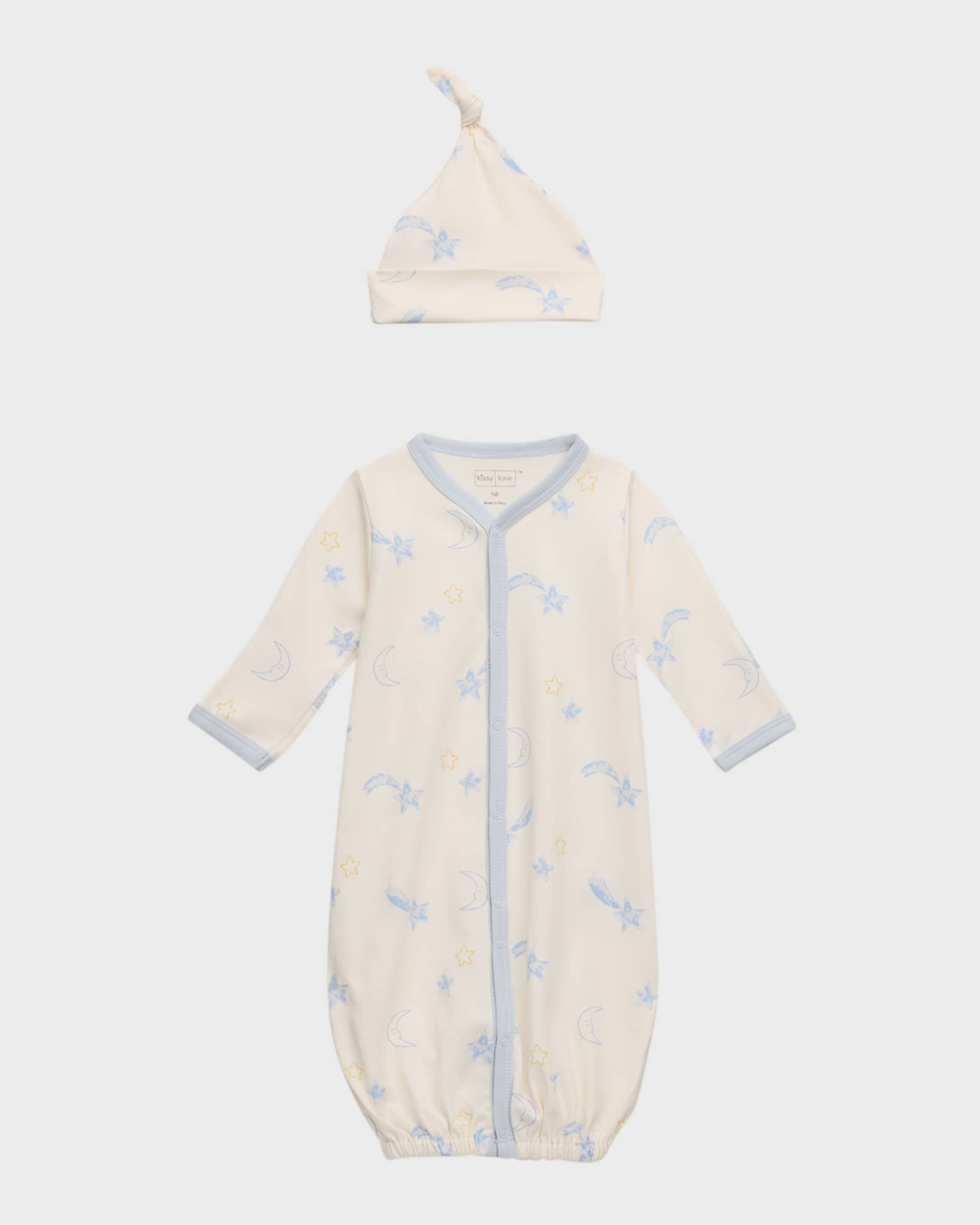 Kissy Kissy Boy's Starry Sky Convertible Gown & Hat Set, Size NewbornS