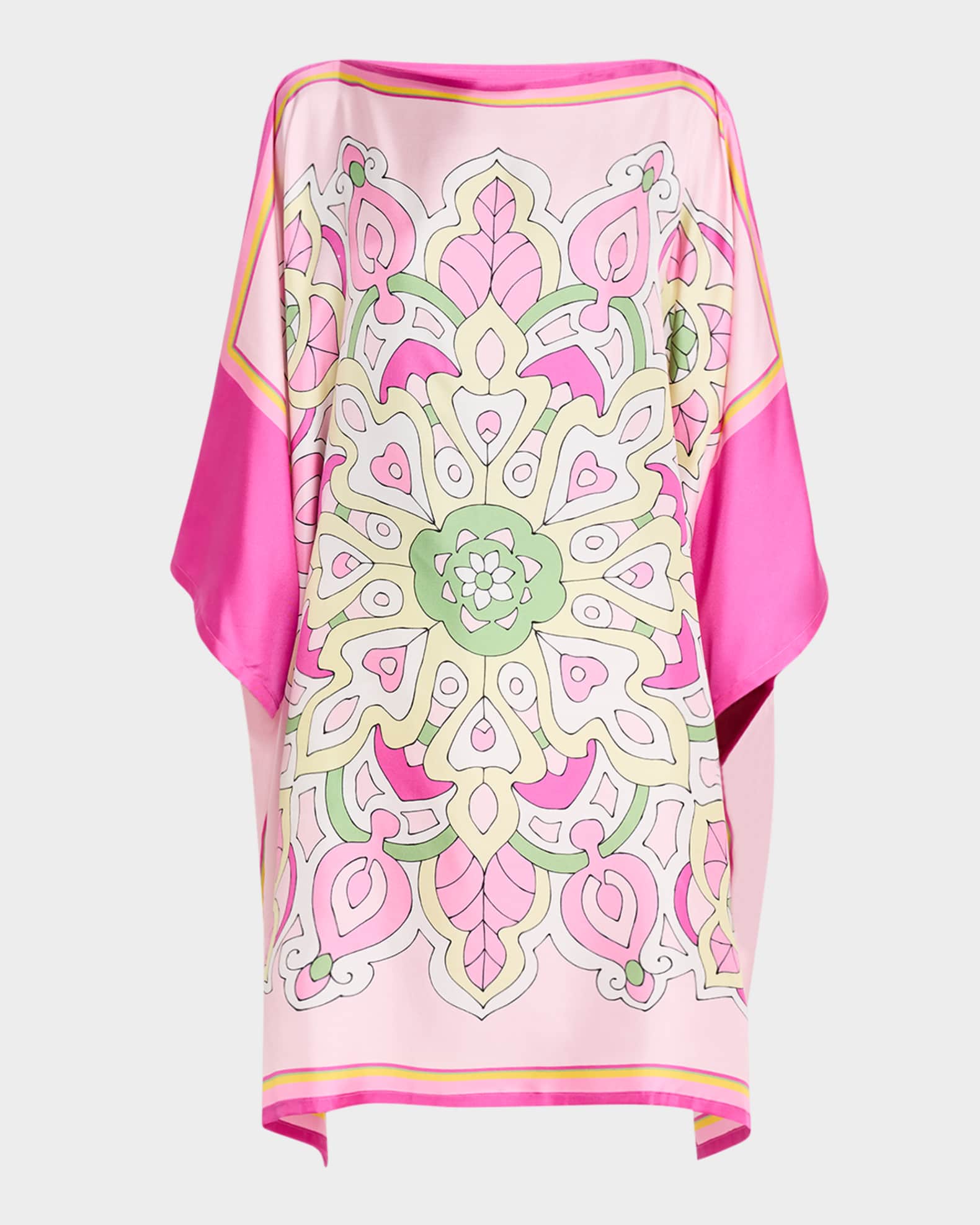 Floral-Print Hand-Printed Silk Kaftcan 0