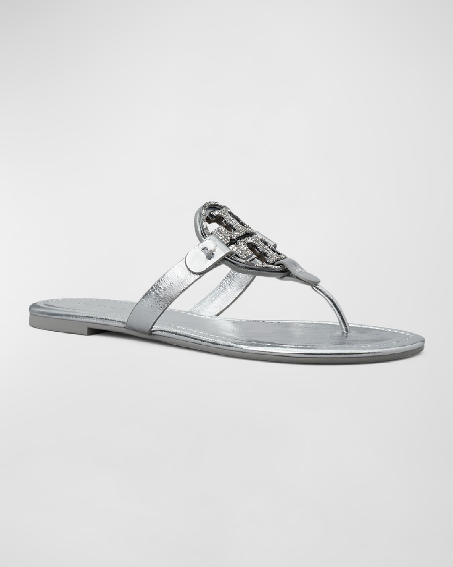 Tory Burch Women s Miller Deco Sandal in Silver Size 5