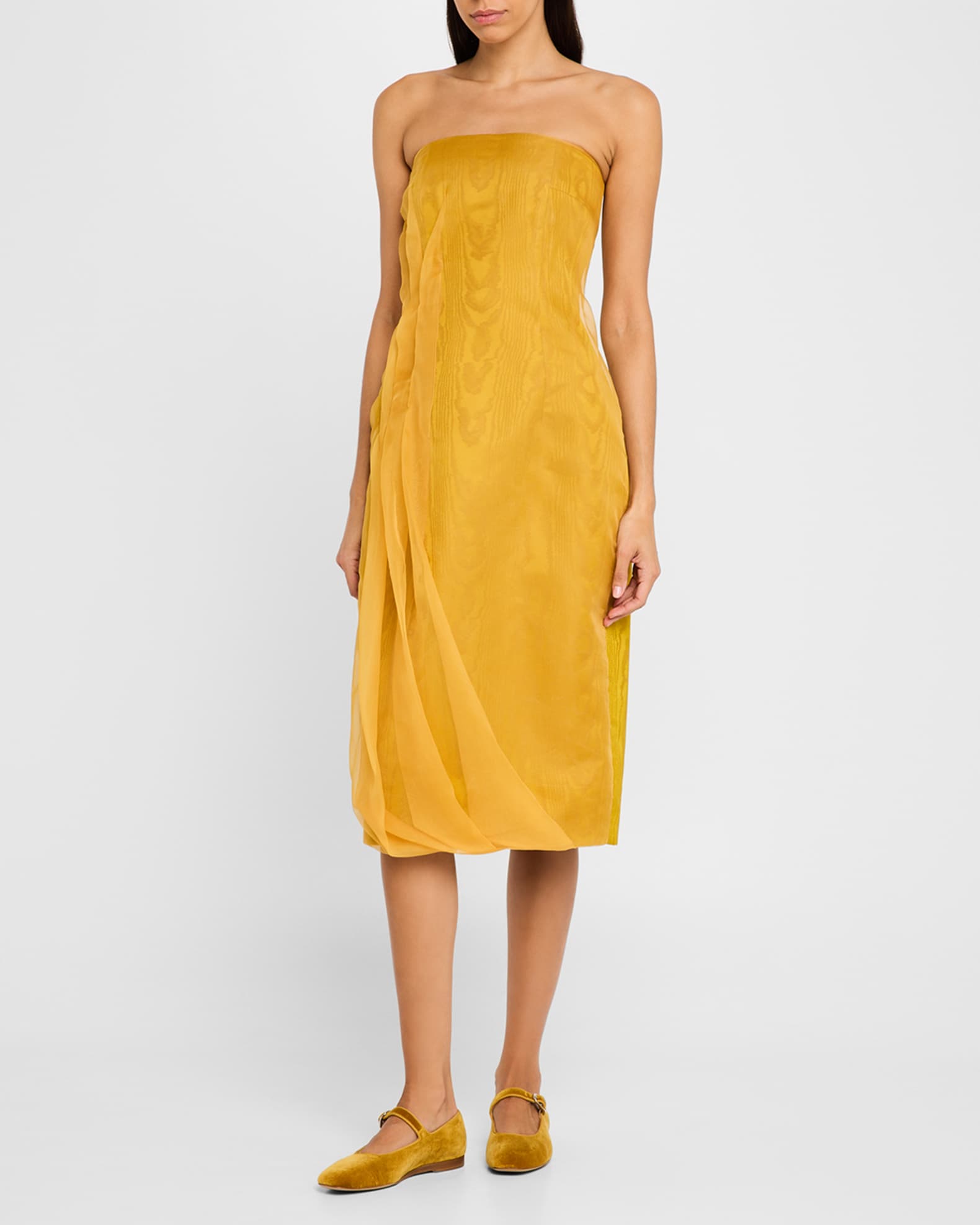 Aracely Ruffle Strapless Faille Dress 1