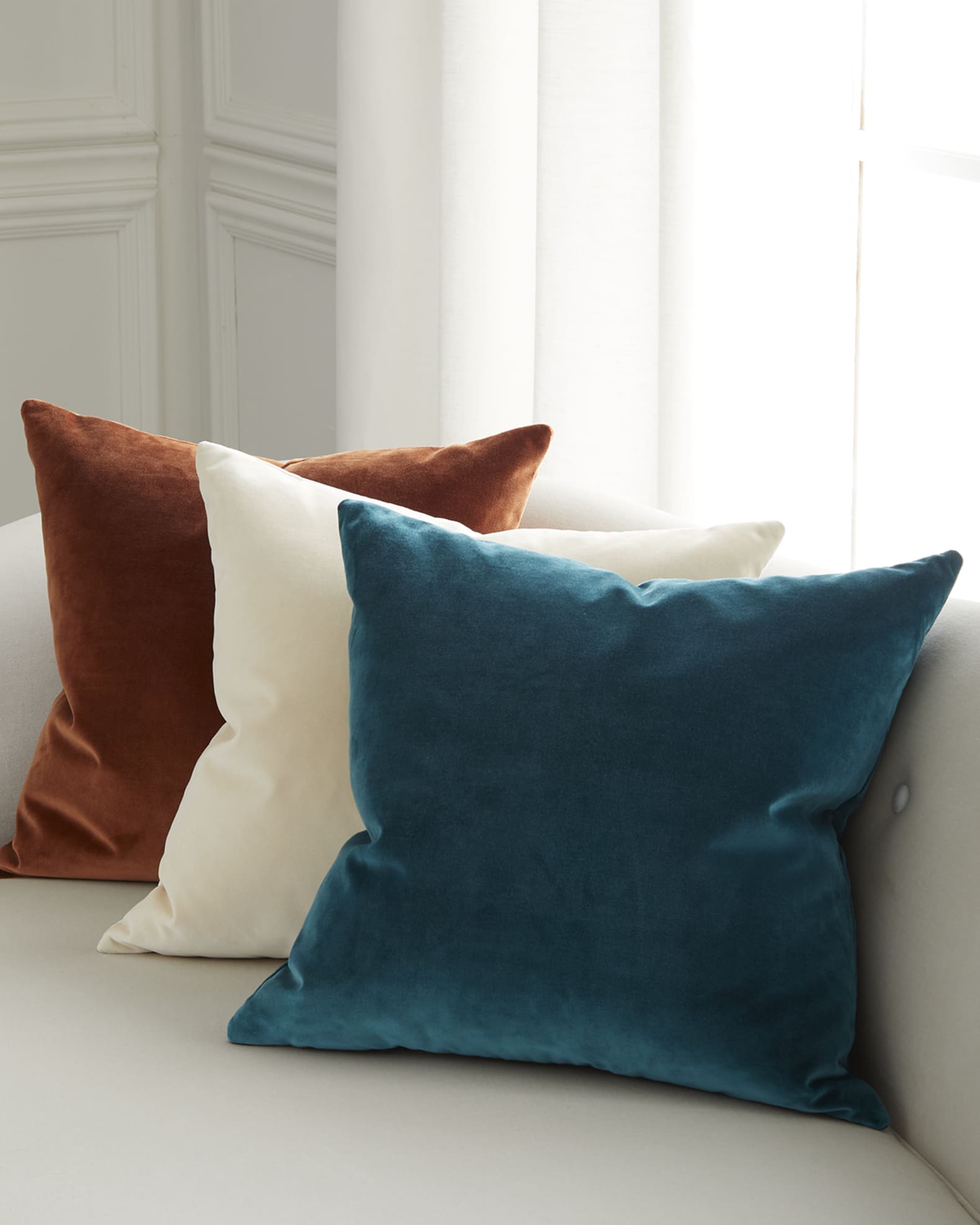 Uma Ivory Decorative Pillow, 20" Square  0