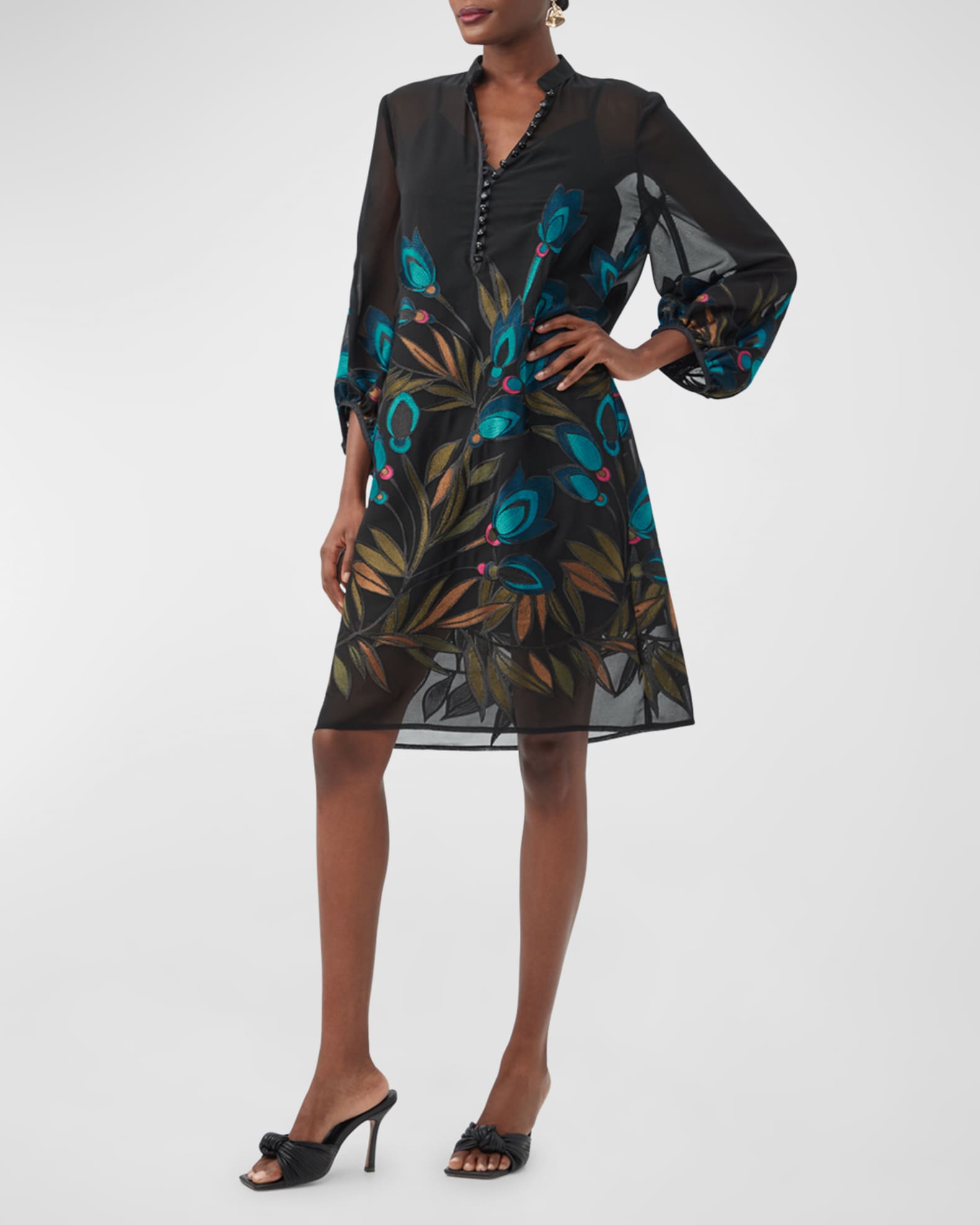 Trina Turk Boheme 2 Dress Black Multi Xs
