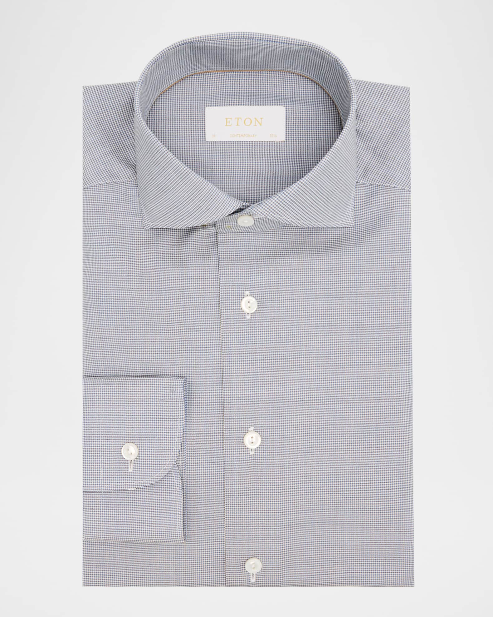 Men's Elevated Merino Wool Houndstooth Contemporary-Fit Dress Shirt 0