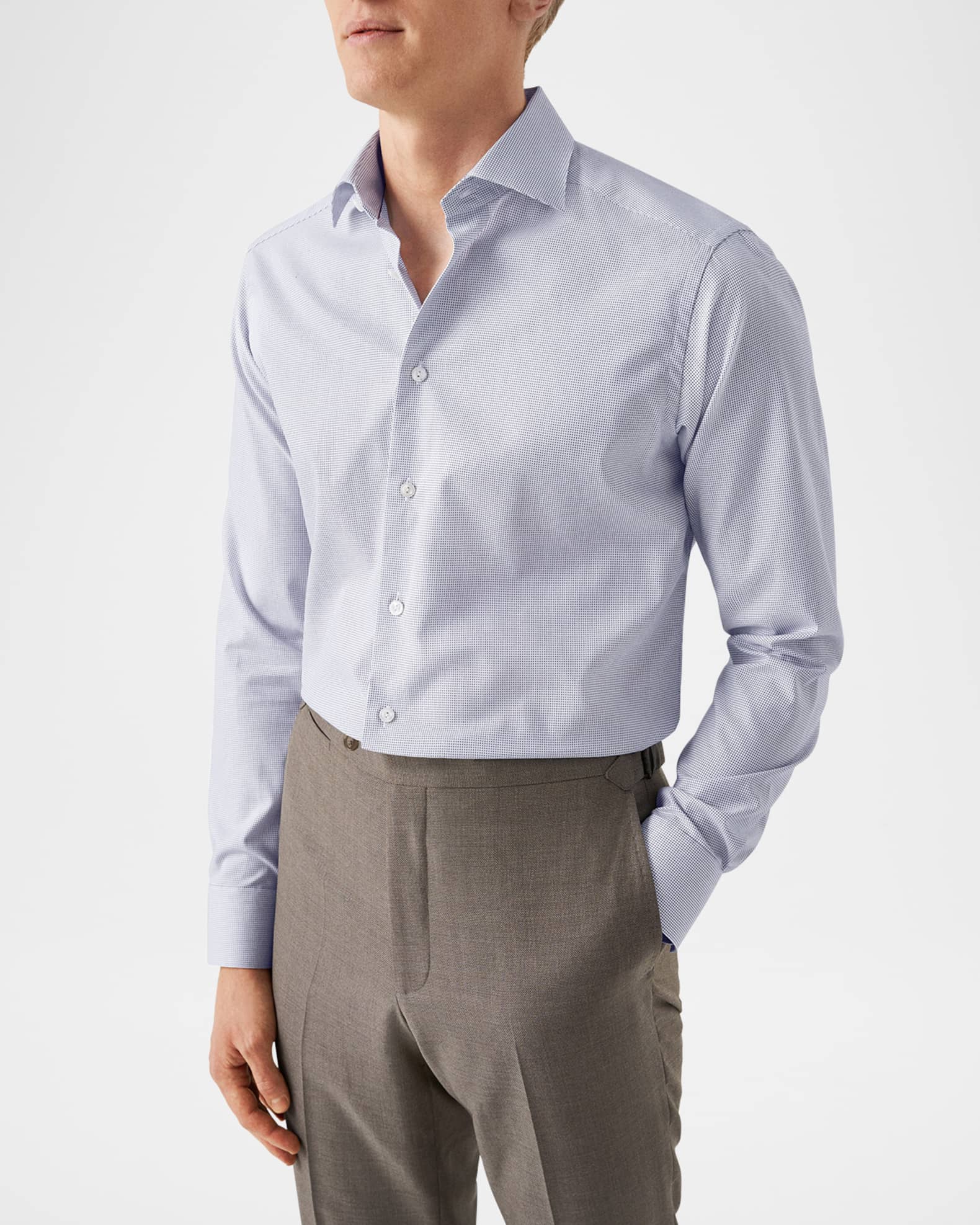 Men's Elevated Pique Pin Dot Contemporary-Fit Dress Shirt 1