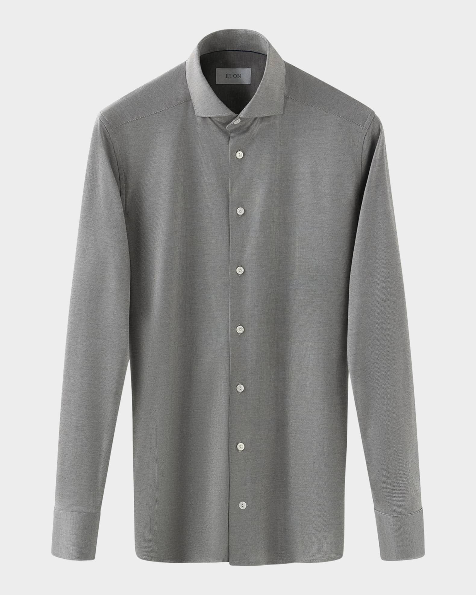 Men's Signature Filo di Scozia Jersey Contemporary-Fit Dress Shirt
