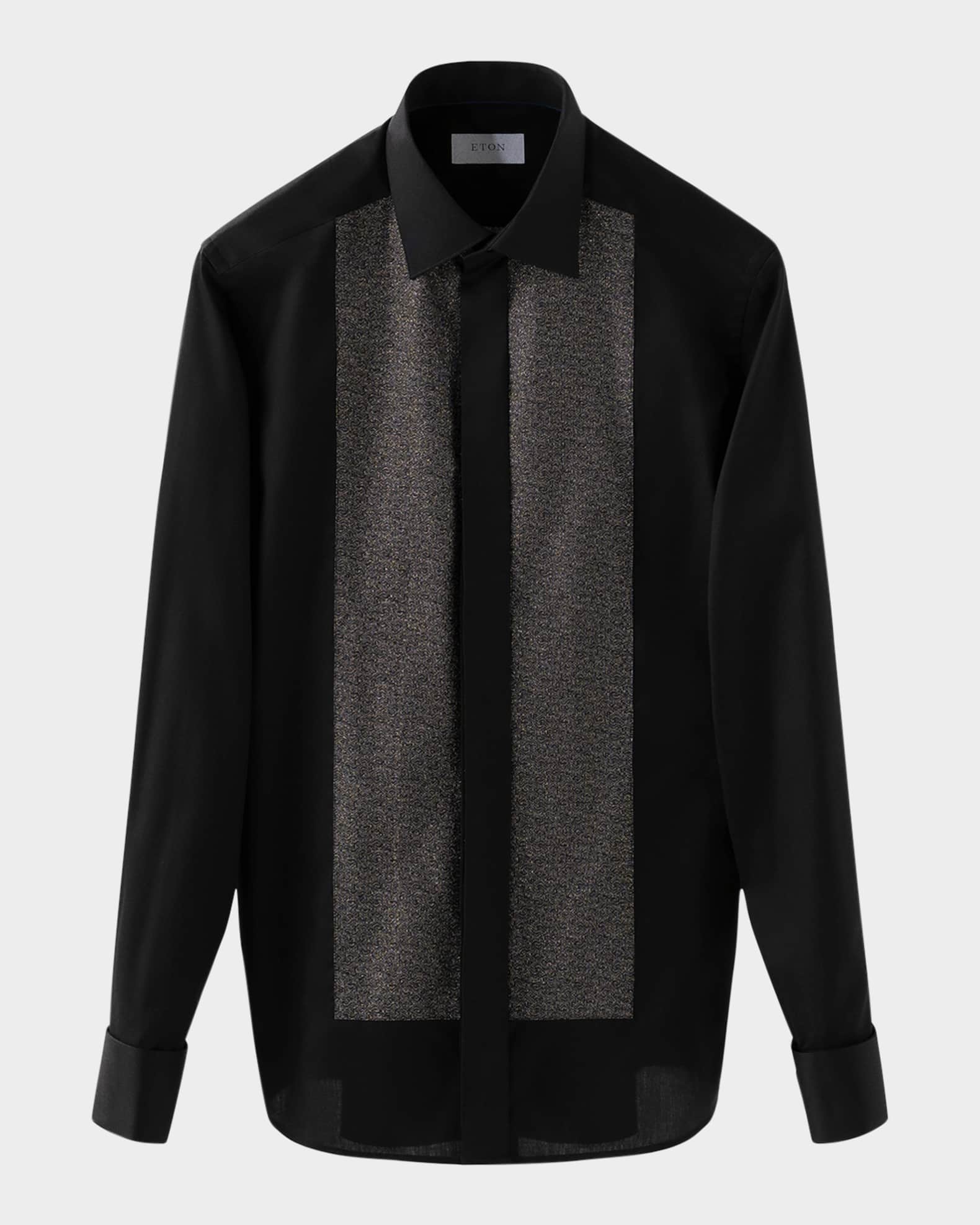 Men's Evening Jacquard Bib Slim-Fit Dress Shirt 0
