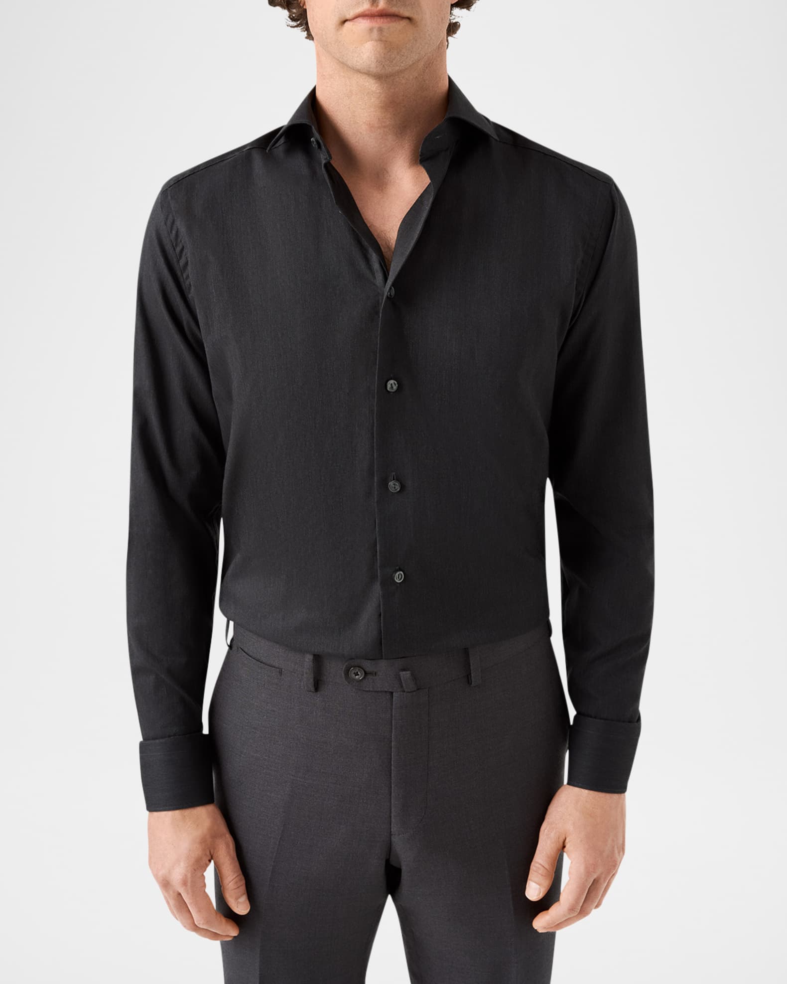 Men's Signature Herringbone Flannel Contemporary-Fit Dress Shirt 1
