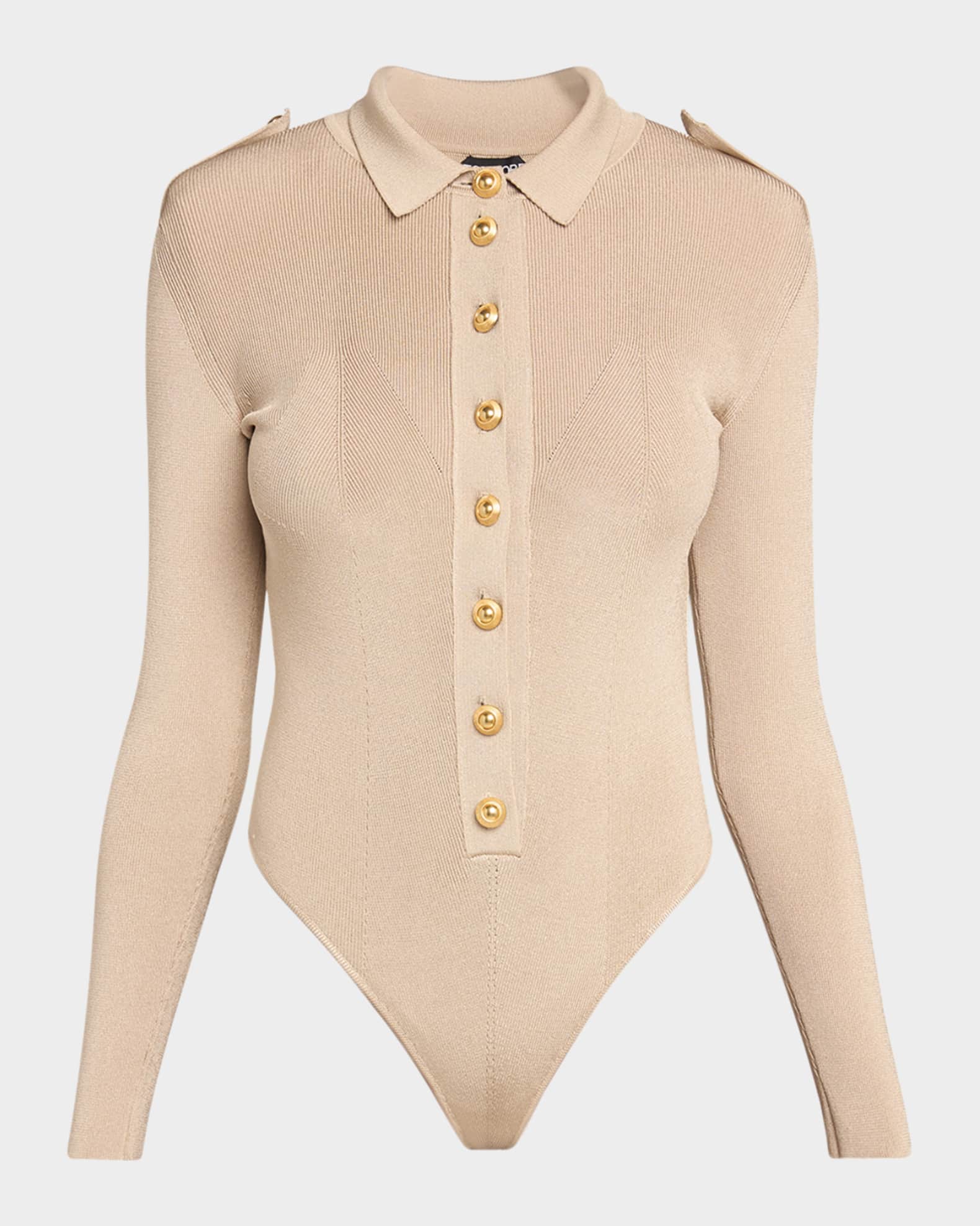 Button-Front Polo Bodysuit 0