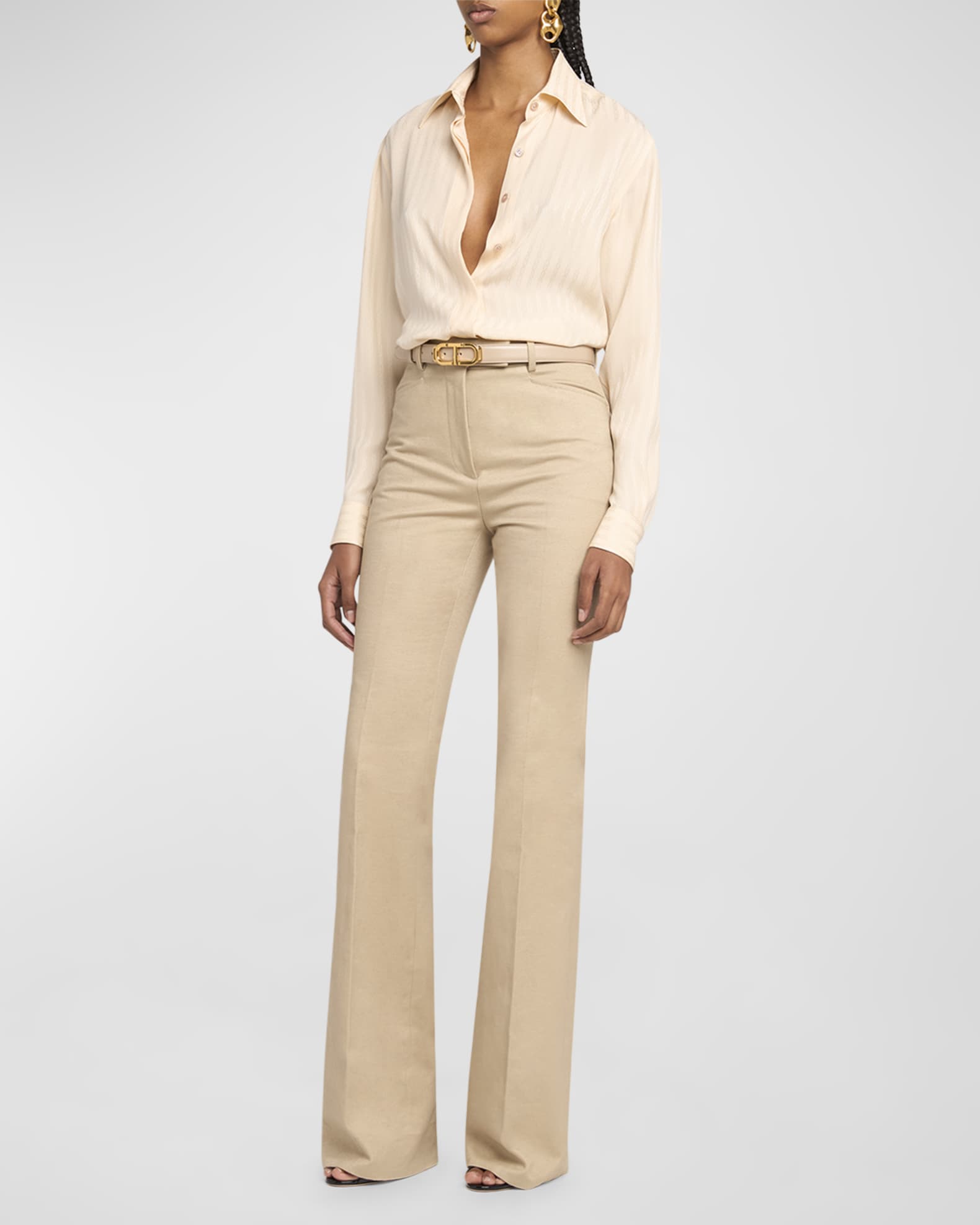 パンツ [TOM FORD] Trouser TOM FORD Tailored Wide-Leg Trousers | Neiman Marcus