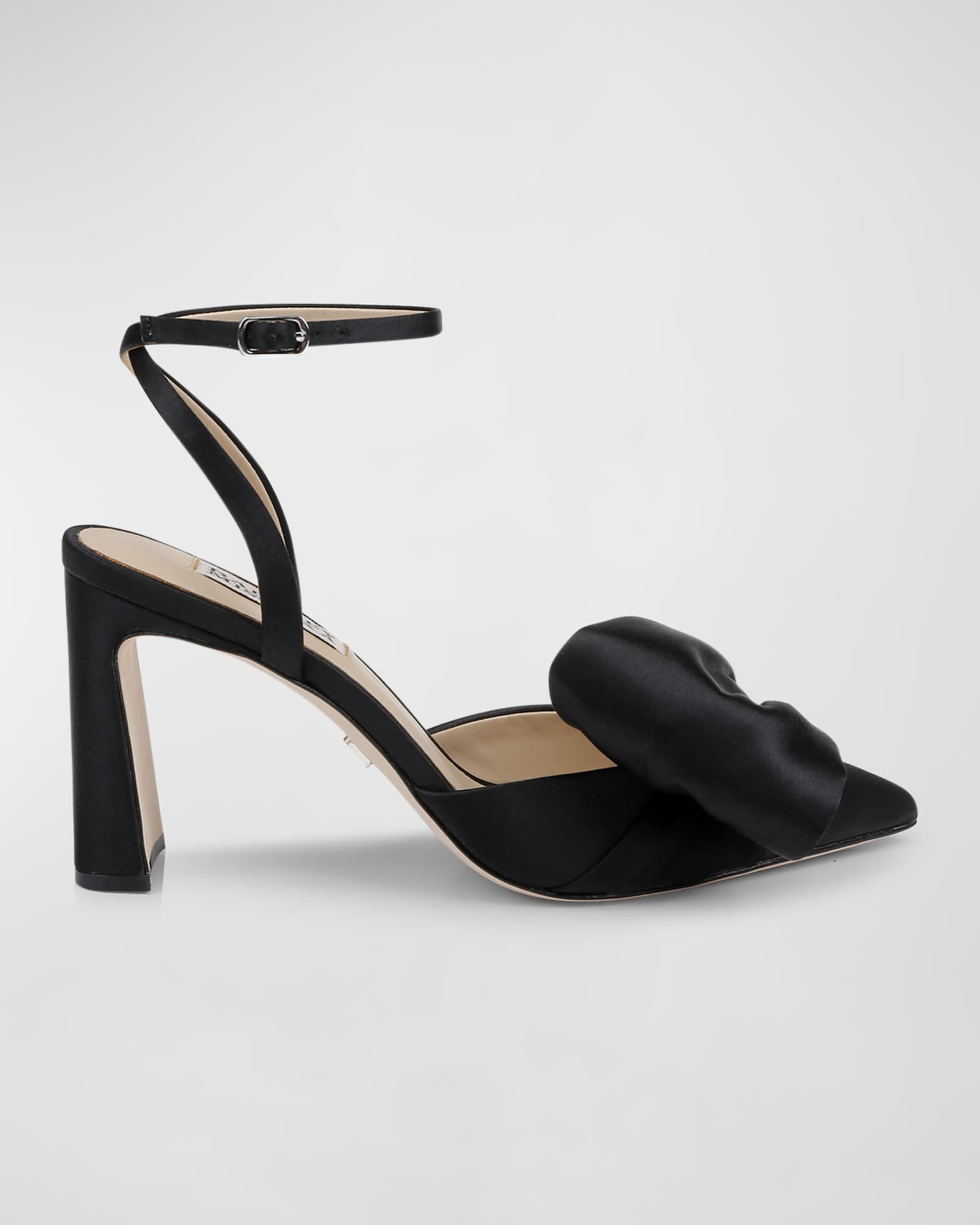Badgley Mischka Alease Silk Bow Ankle Strap Pumps Neiman Marcus