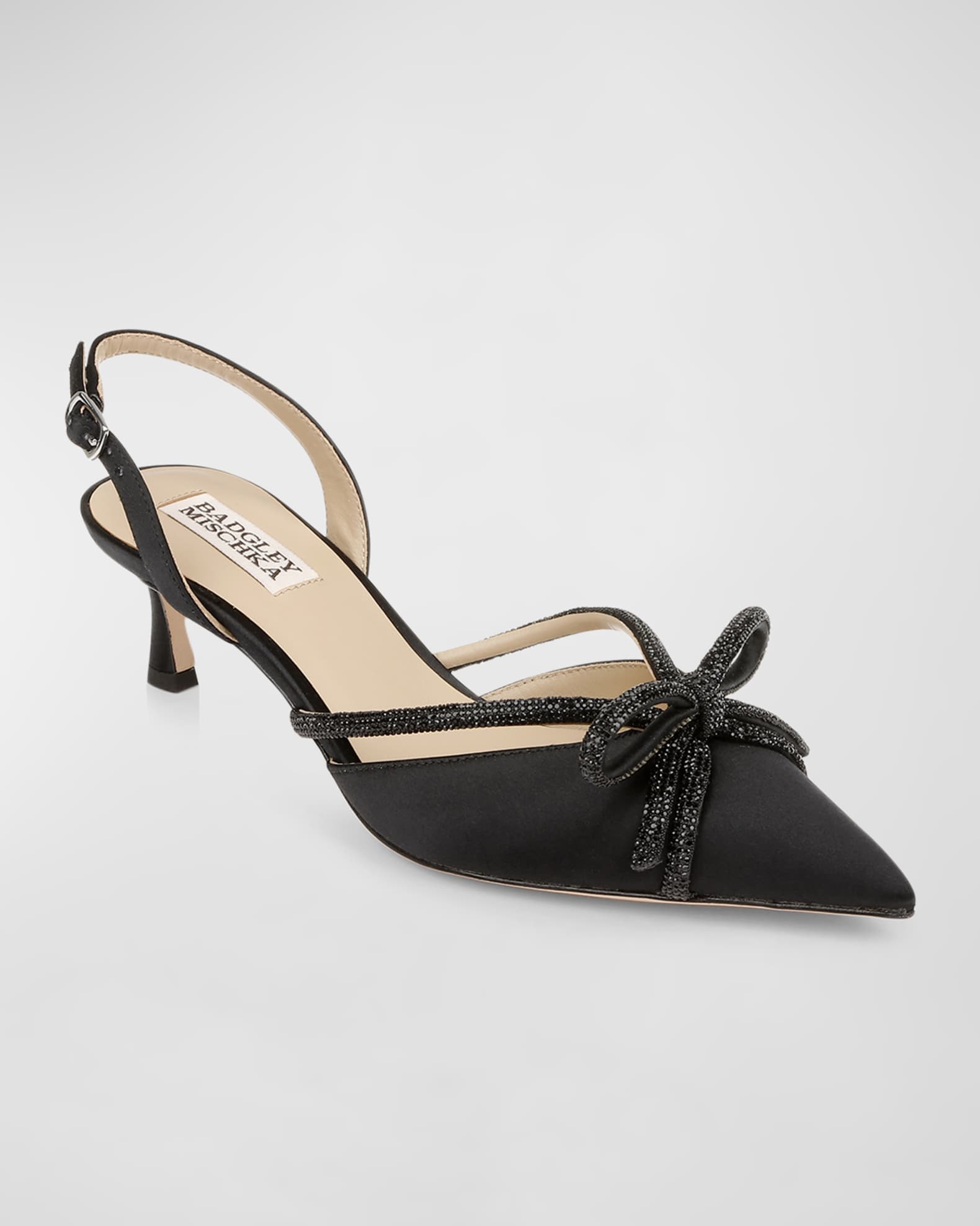 Angelina Silk Shimmer Bow Slingback Pumps