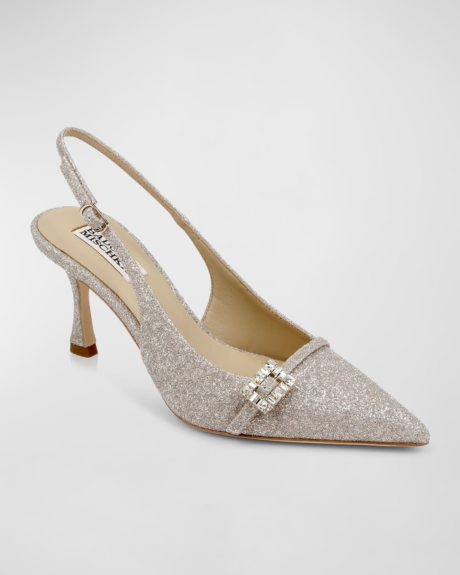 Annmarie Glitter Buckle Slingback Pumps 1