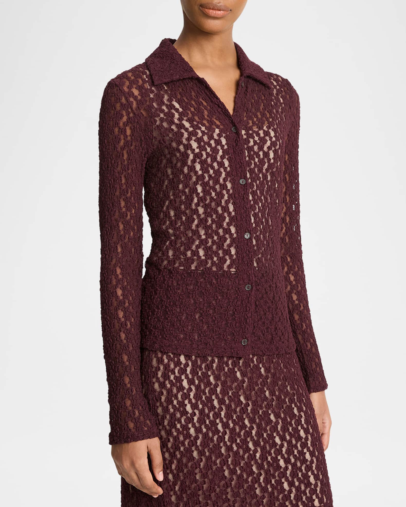 Floral Smocked Long-Sleeve Button-Front Top 0