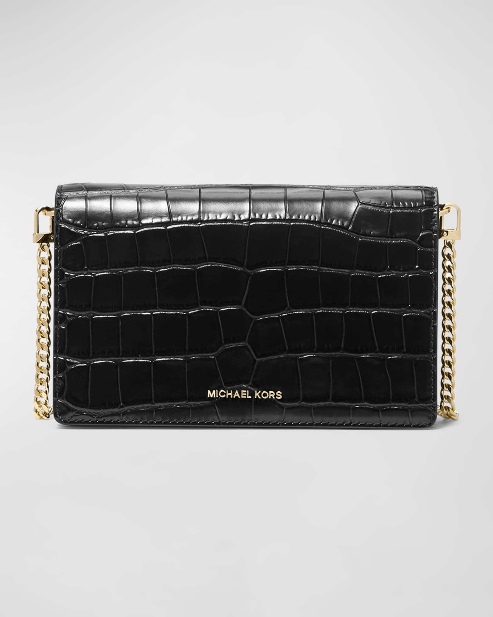Jet Set Flap Croc Embossed Crossbody Bag Neiman Marcus