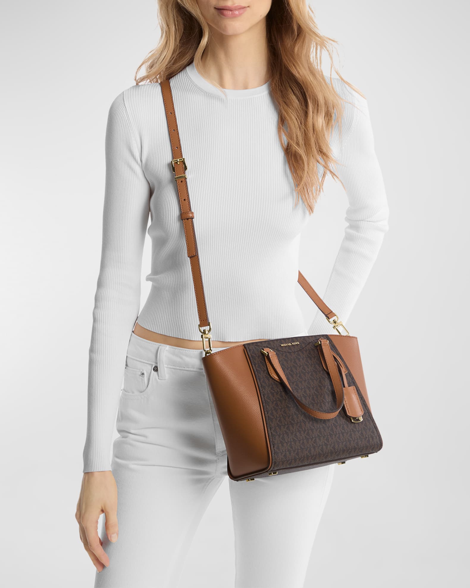 【送料&関税込】Michael Kors Printed Canvas Taryn Handbag MICHAEL Michael Kors Taryn Monogram Crossbody Tote Bag