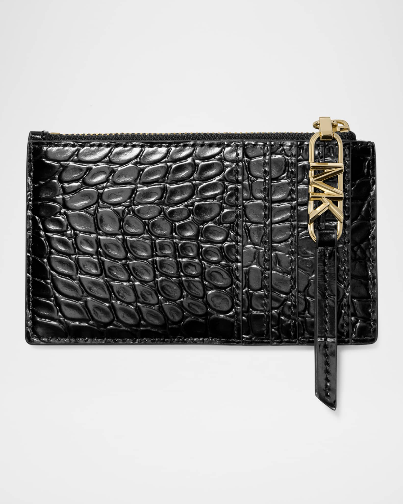 Monogram card case in crocodile embossed leather new arrivals