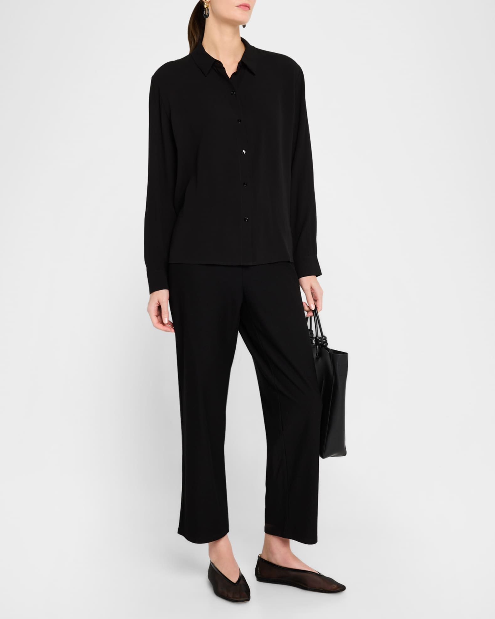 Cropped Straight-Leg Stretch Crepe Pants 1