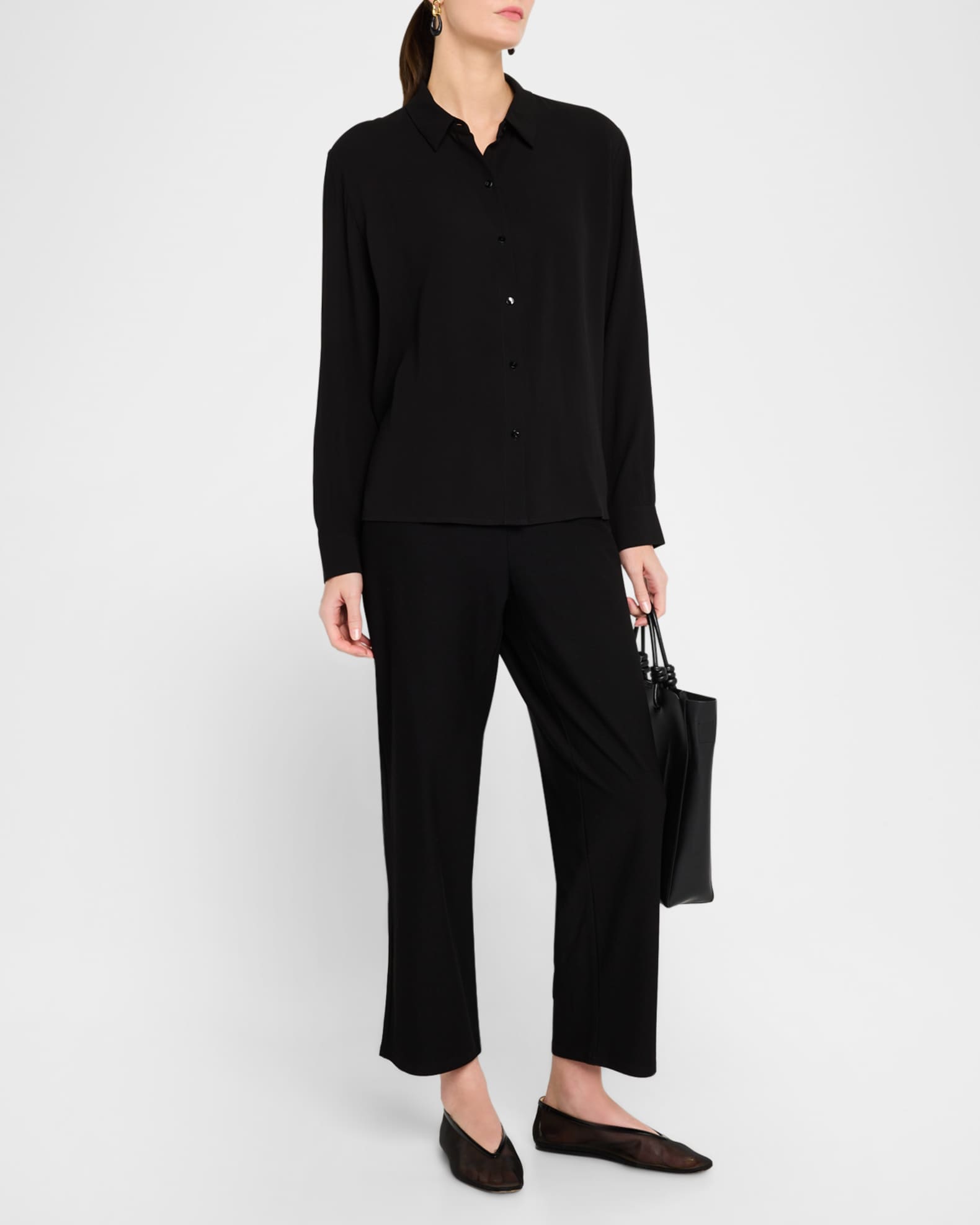 Button-Down Silk Georgette Crepe Shirt 1