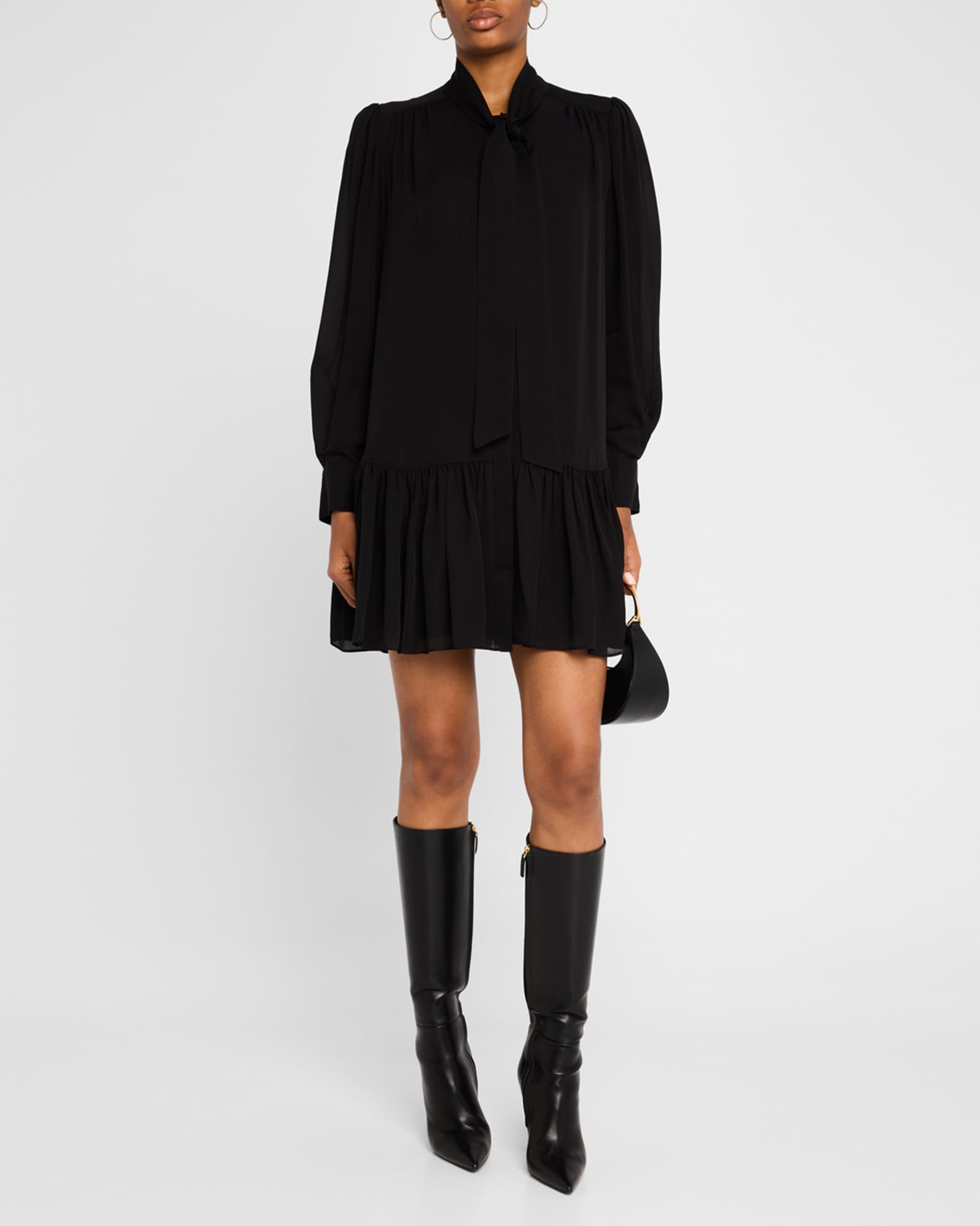 Quince Long-Sleeve Silk Mini Dress 1