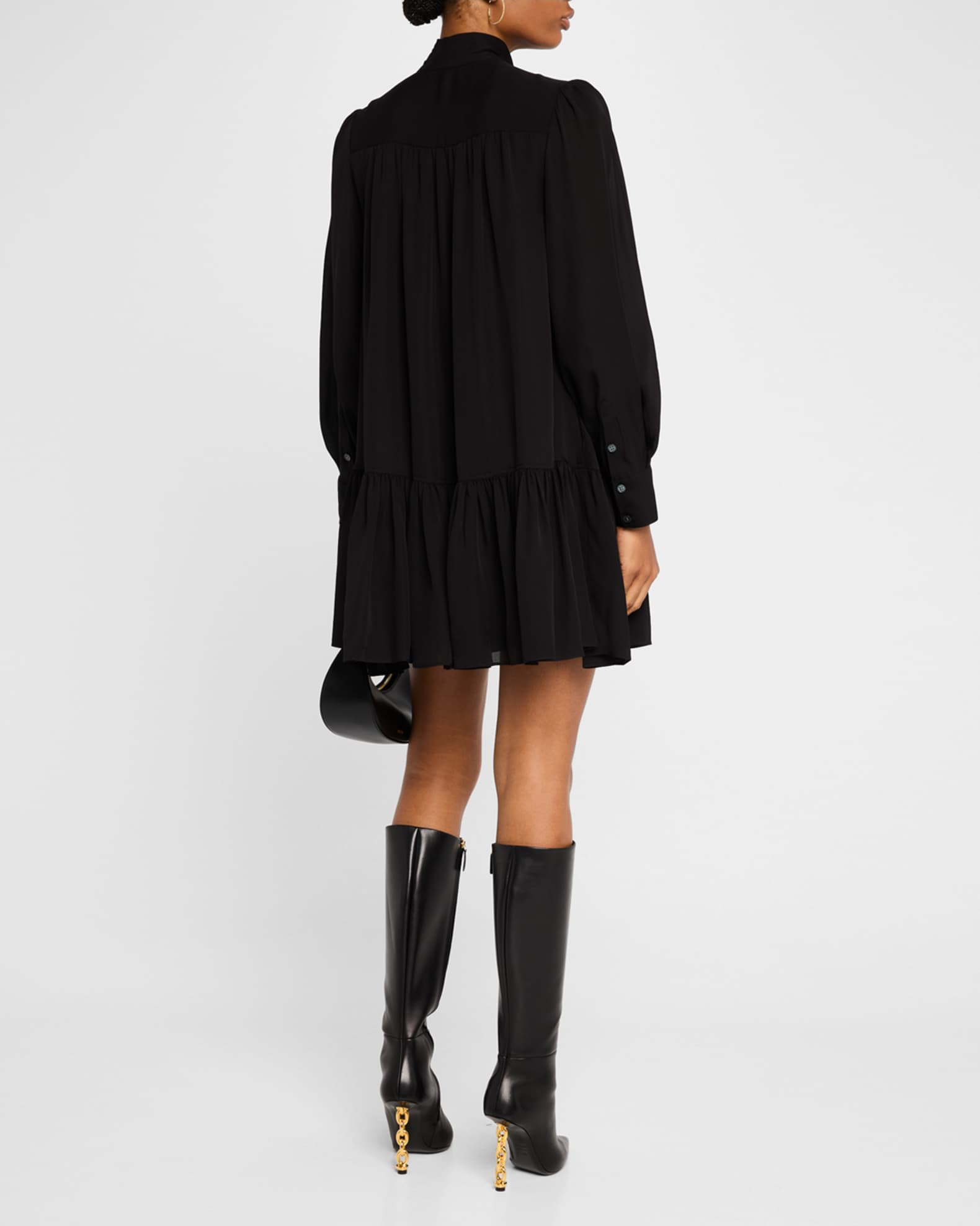 Quince Long-Sleeve Silk Mini Dress