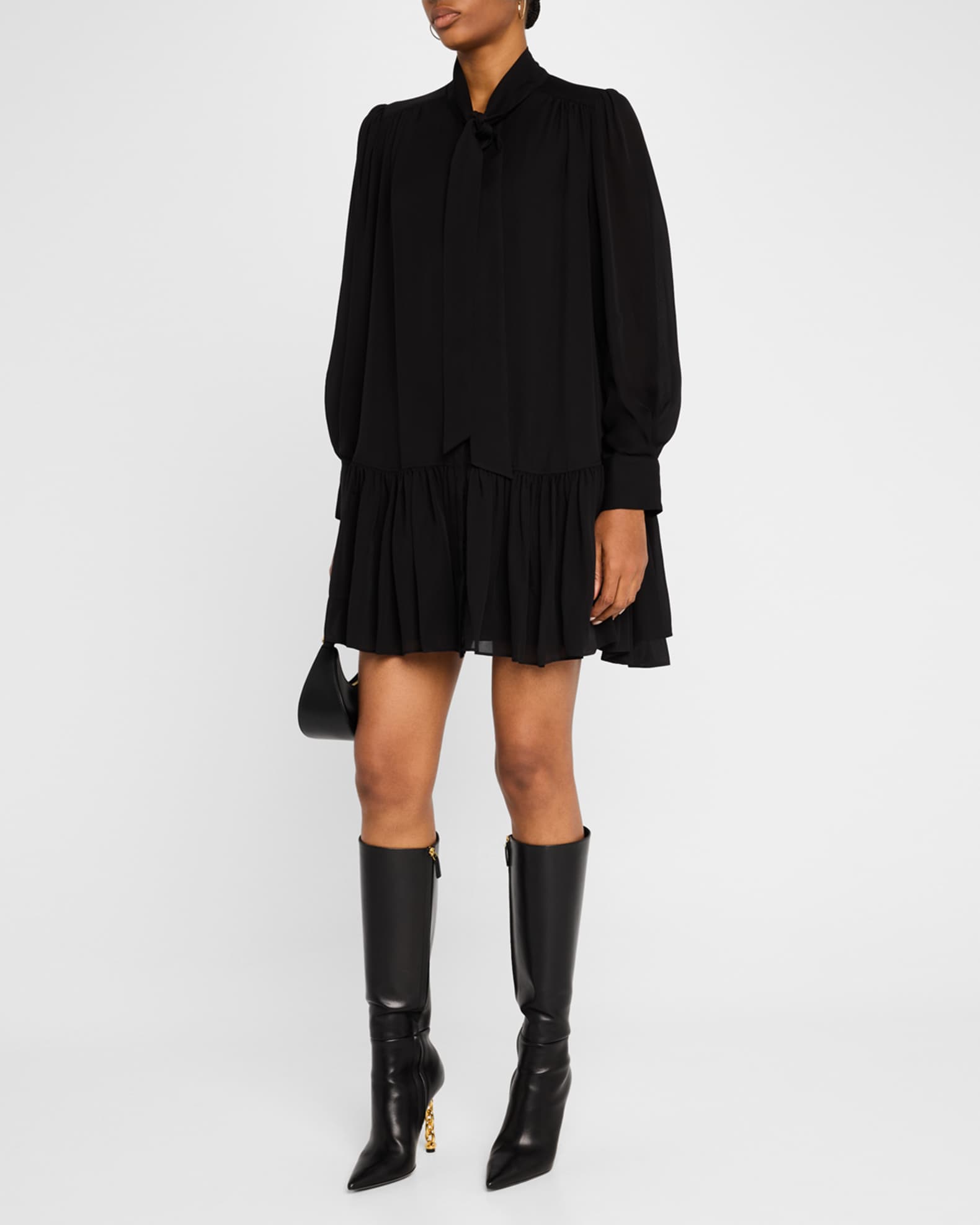 Quince Long-Sleeve Silk Mini Dress
