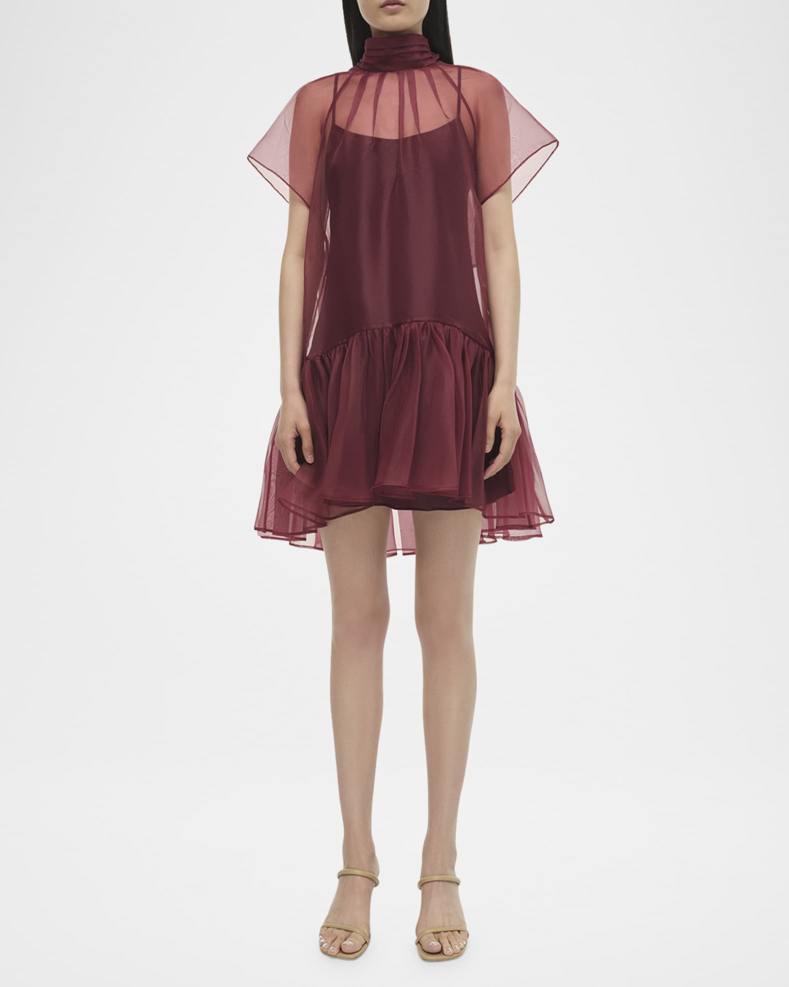 Beaux Sheer Tiered Mini Dress 0