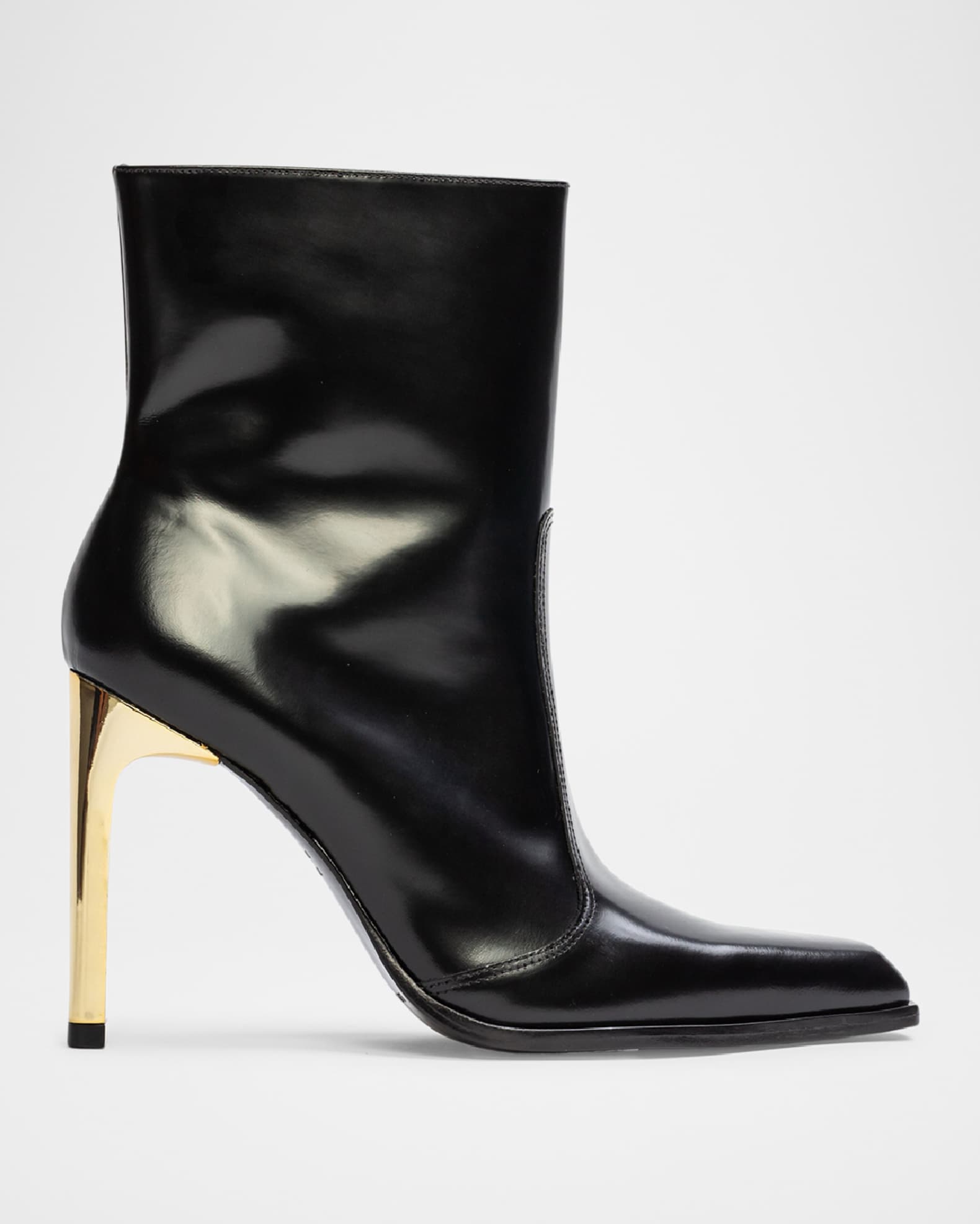 Black Suede Studio Domino Glossy Leather Ankle Booties Neiman Marcus