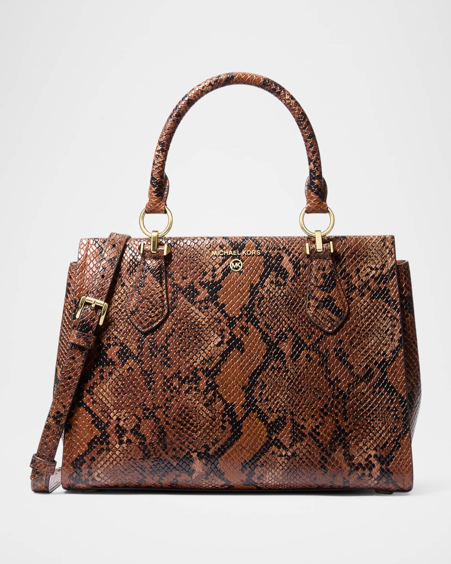 MICHAEL Michael Kors Marilyn Snake Print Leather Satchel Bag Neiman Marcus