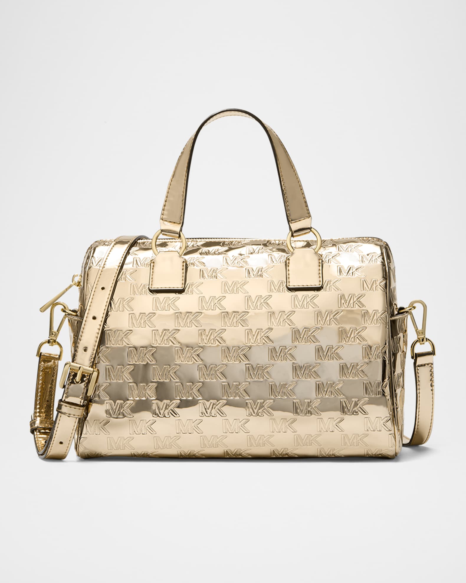 MICHAEL Michael Kors Mason Metallic Monogram Leather Shoulder Bag Neiman Marcus