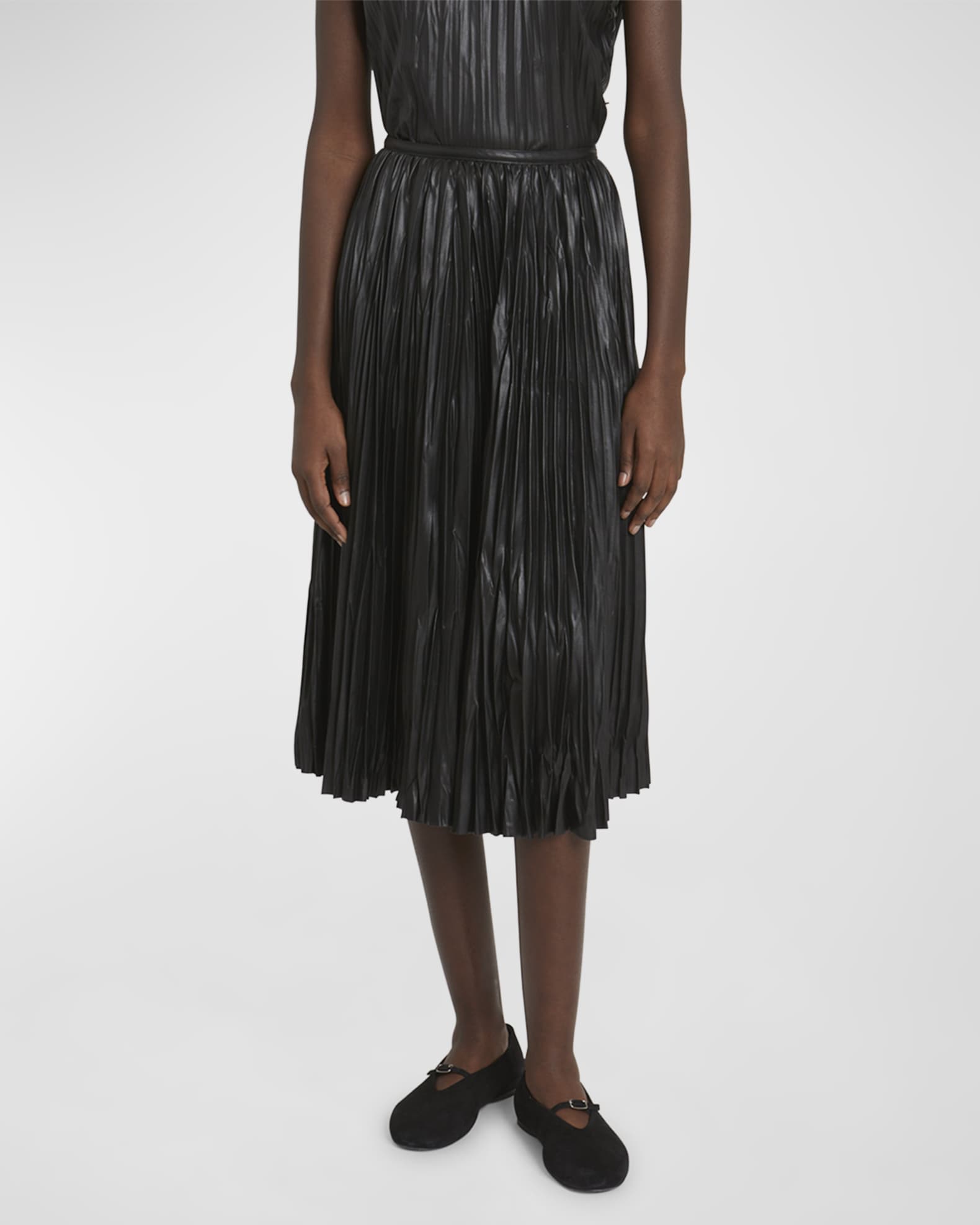 Rosalyn Pleated Faux-Leather Skirt 1