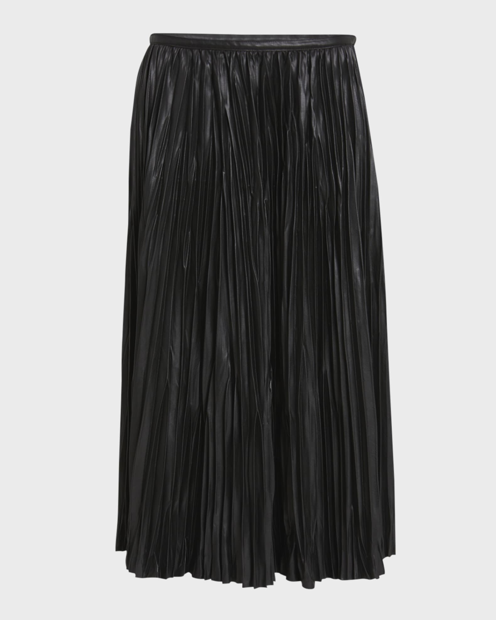 Rosalyn Pleated Faux-Leather Skirt 0